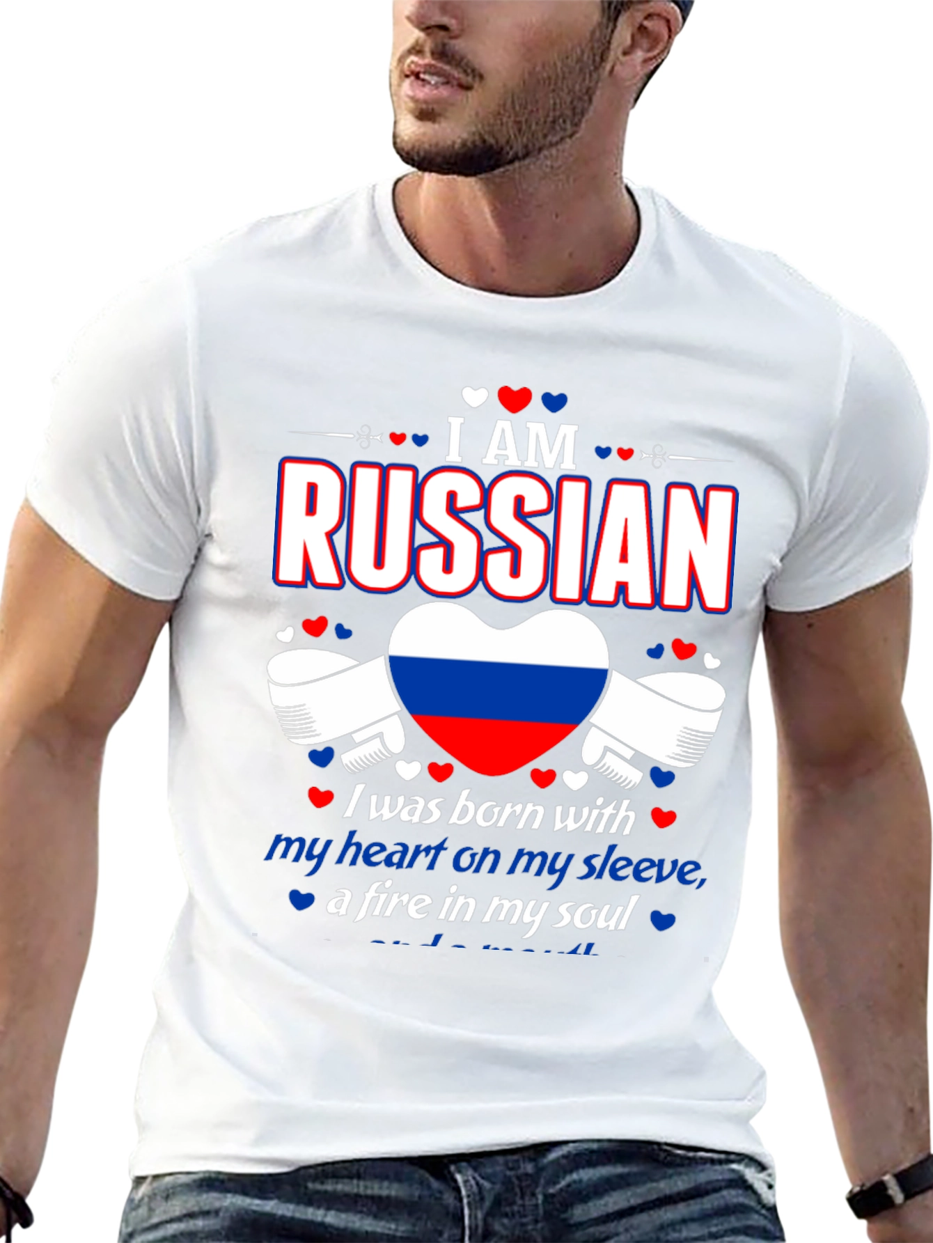I AM RUSSIAN Heart Flag Graphic T-Shirt