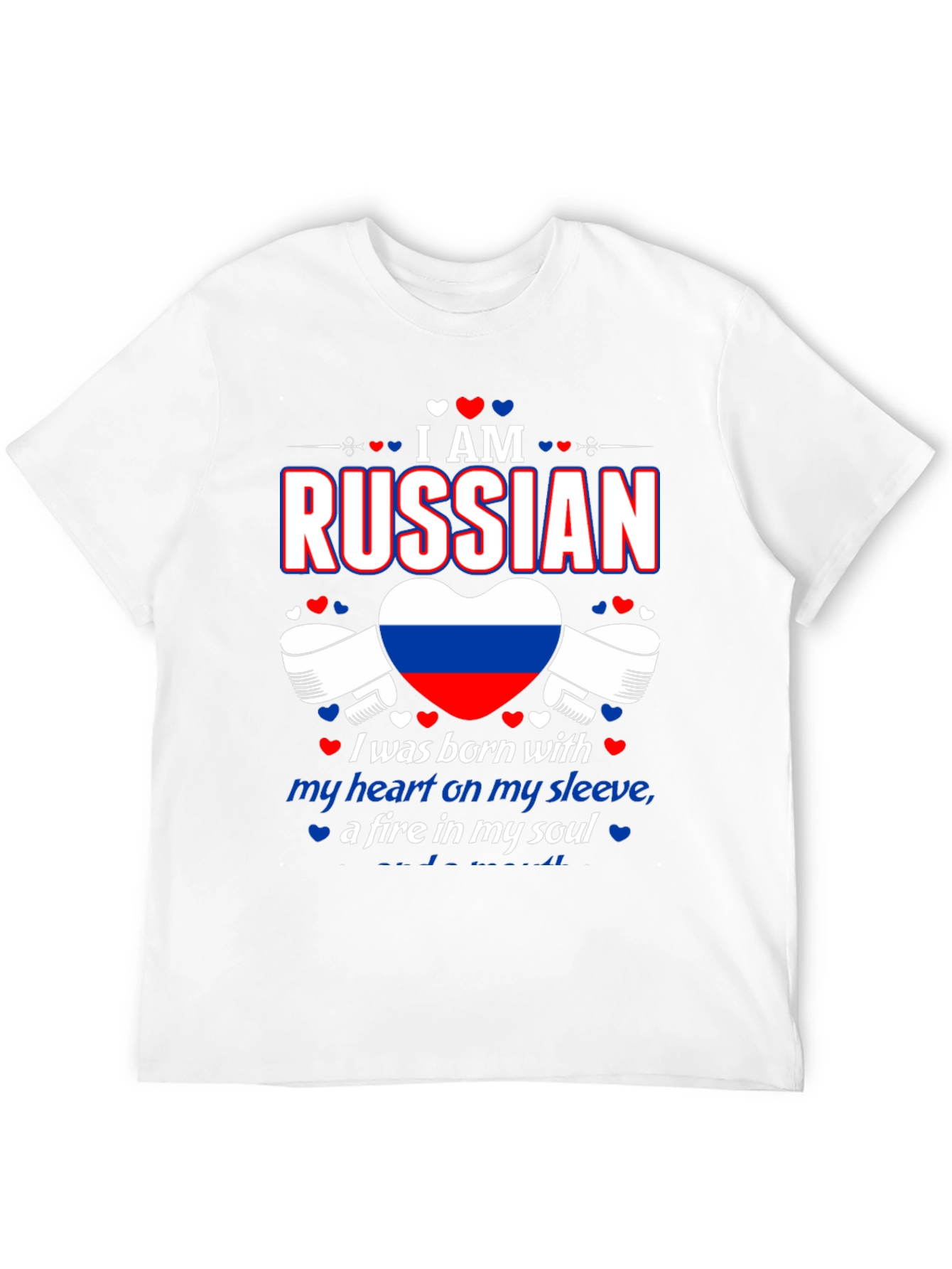 I AM RUSSIAN Heart Flag Graphic T-Shirt