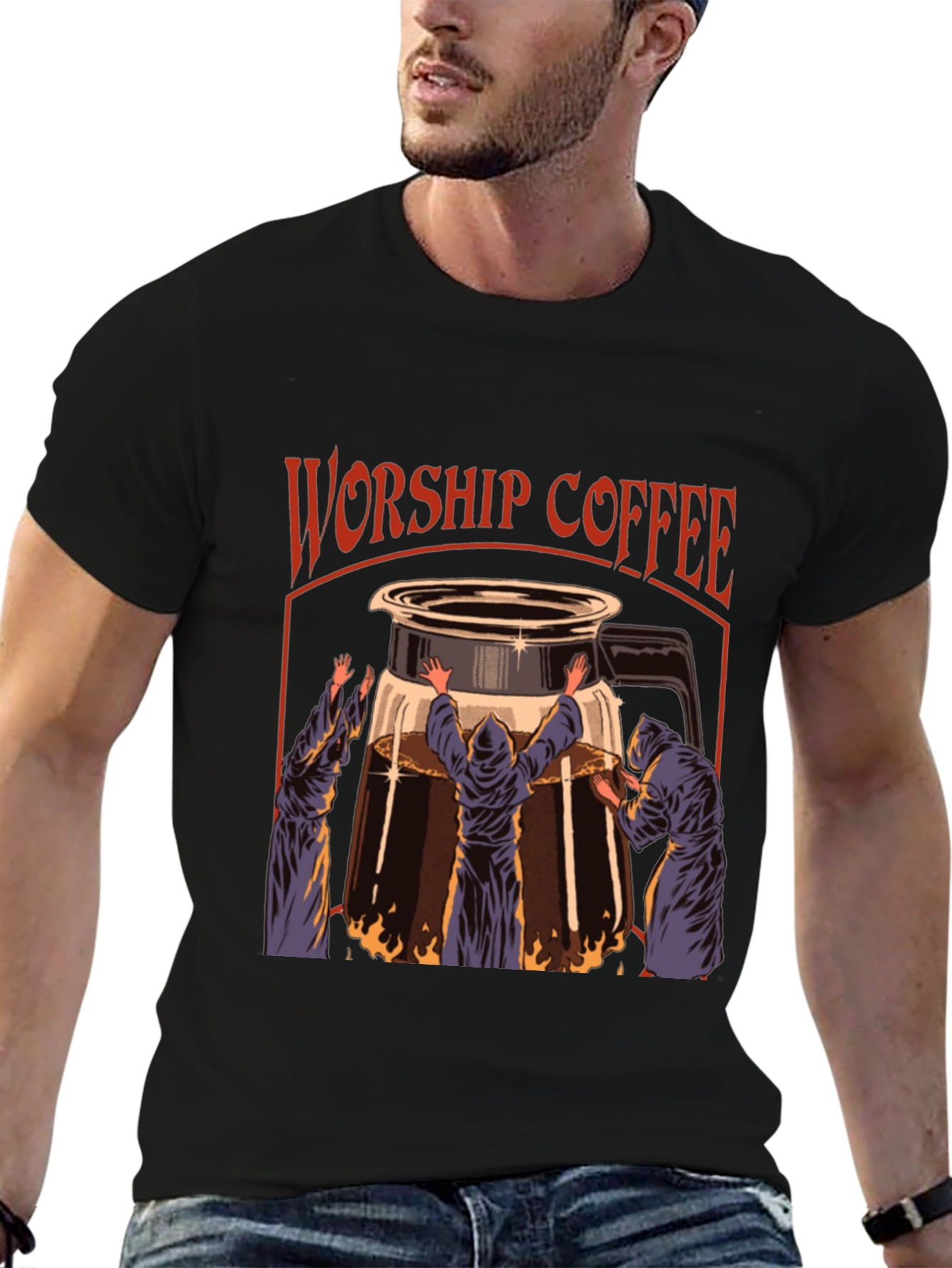 Worship Coffee Graphic T-Shirt Black
