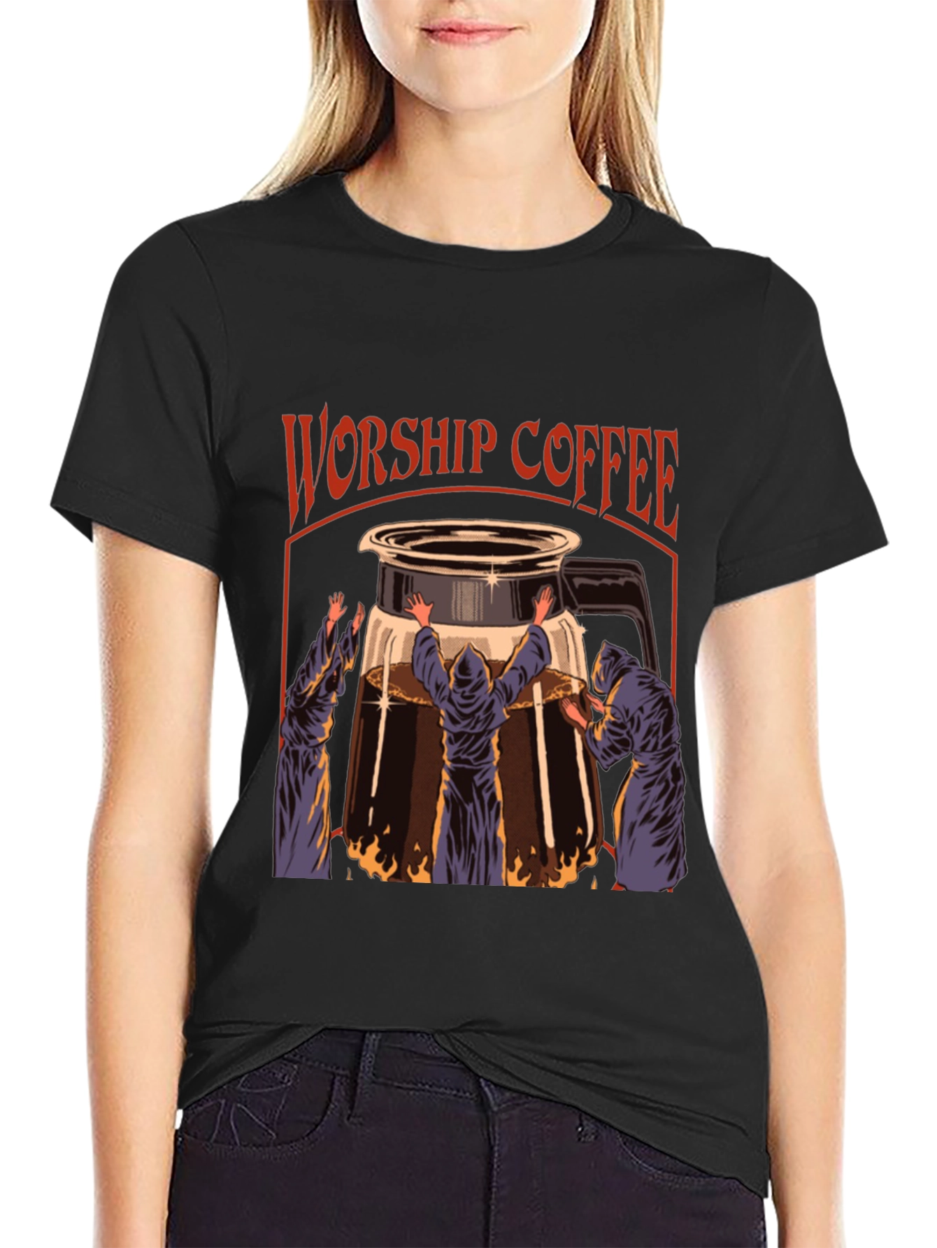 Worship Coffee Graphic T-Shirt Black