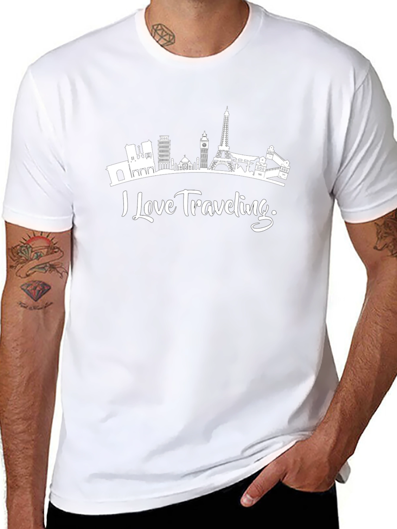 I Love Traveling Tee - Black Graphic T-Shirt