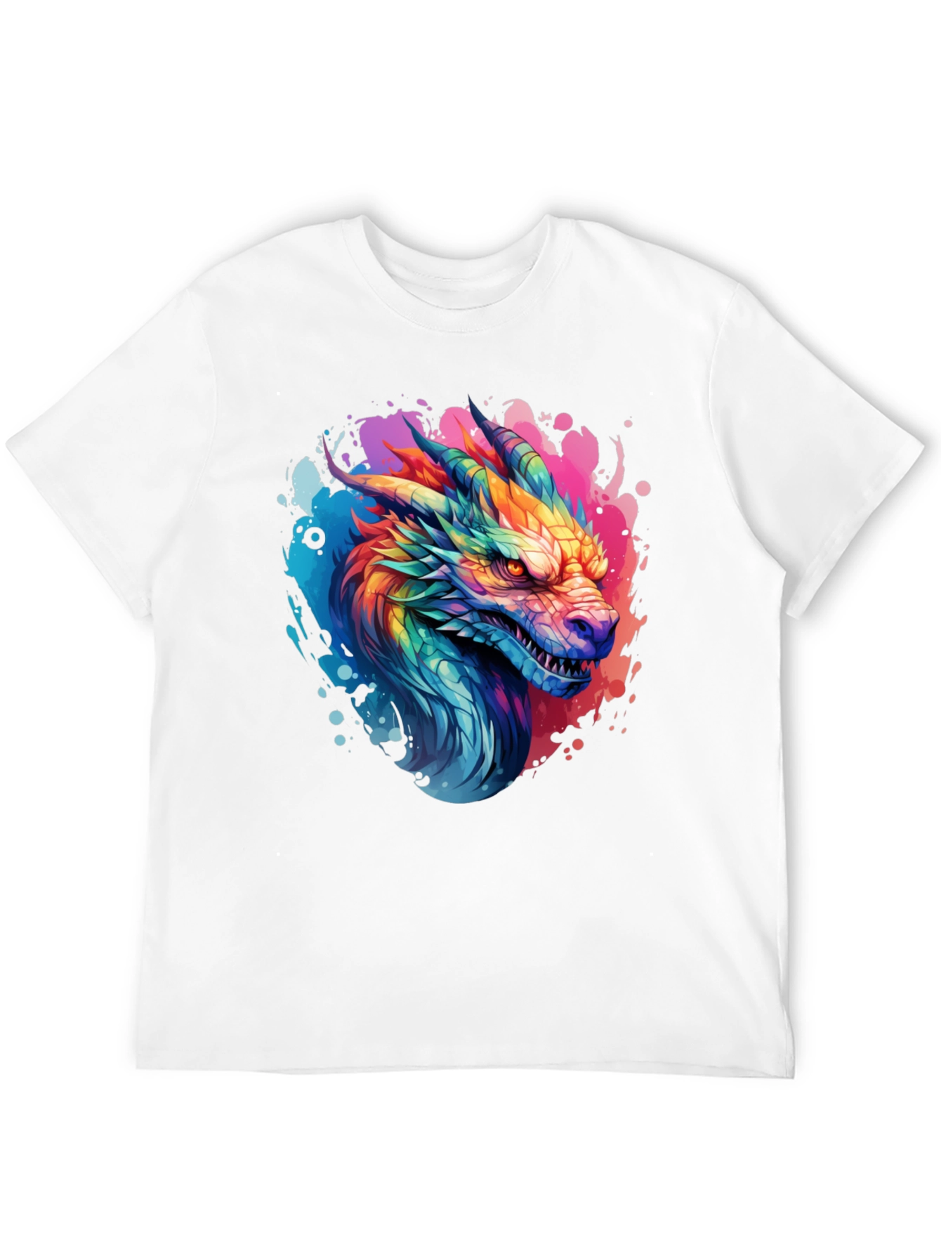 Rainbow Dragon Graphic T-Shirt - Mens Black Tee
