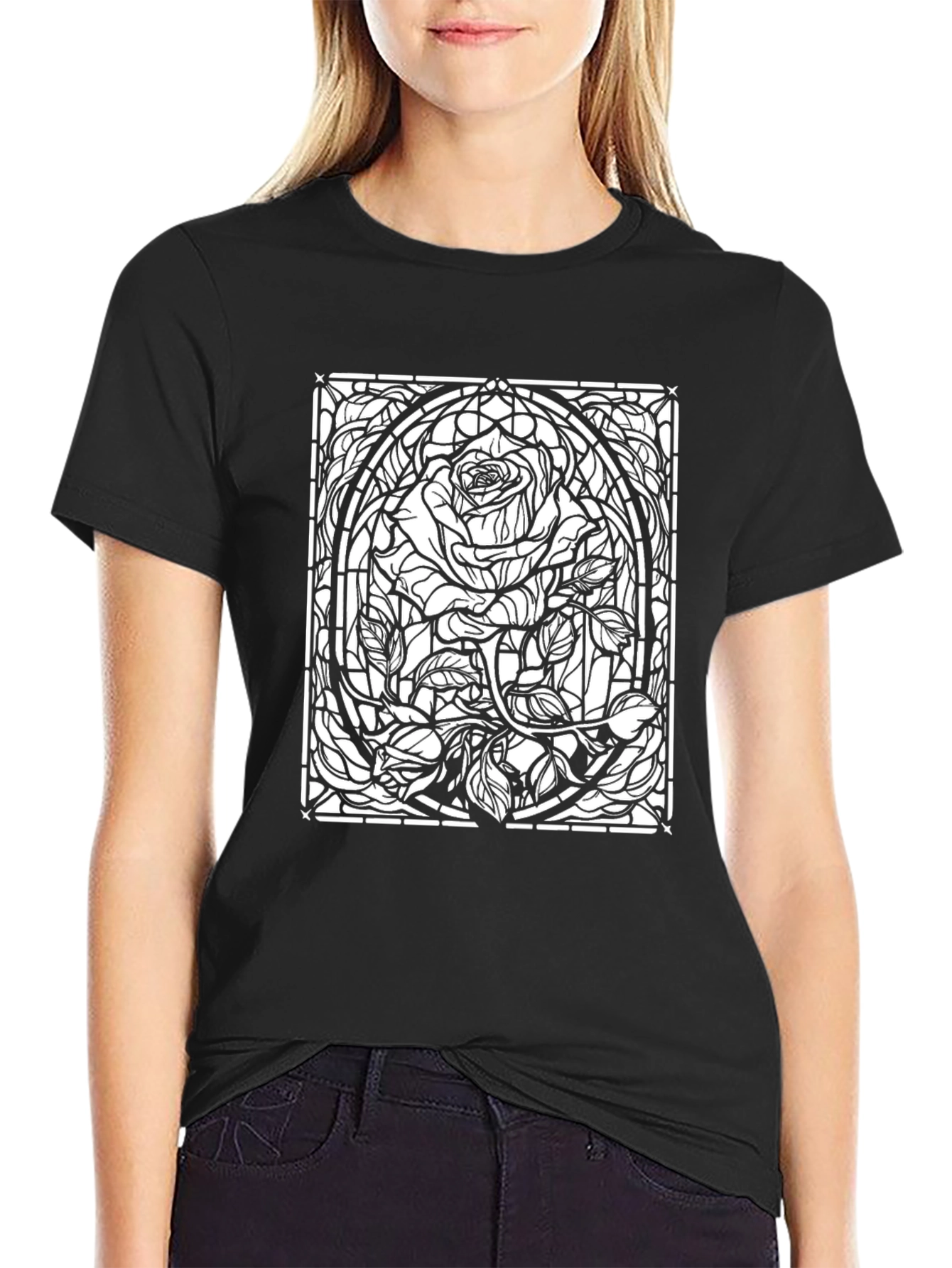 Rose Stained Glass Graphic T-Shirt