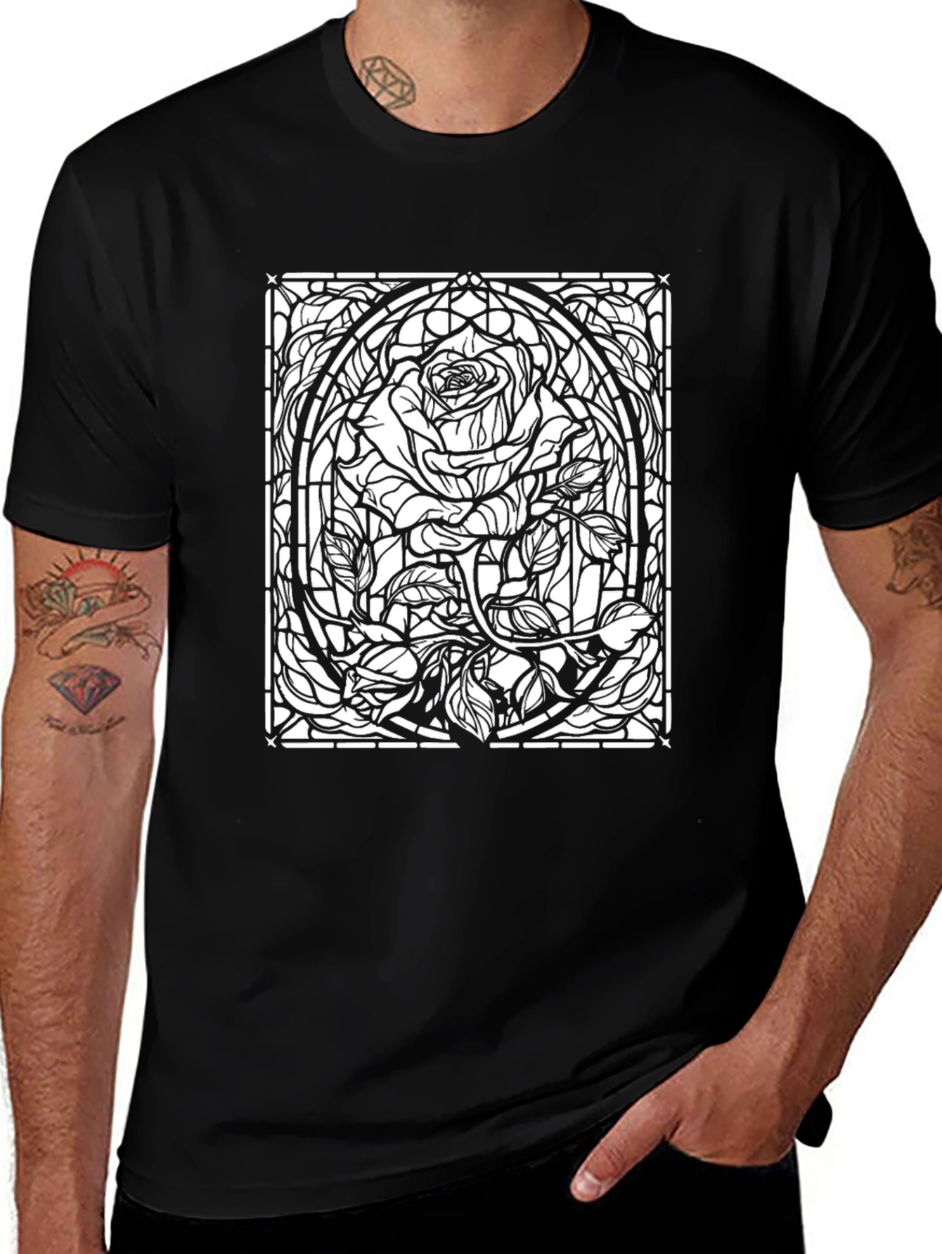 Rose Stained Glass Graphic T-Shirt
