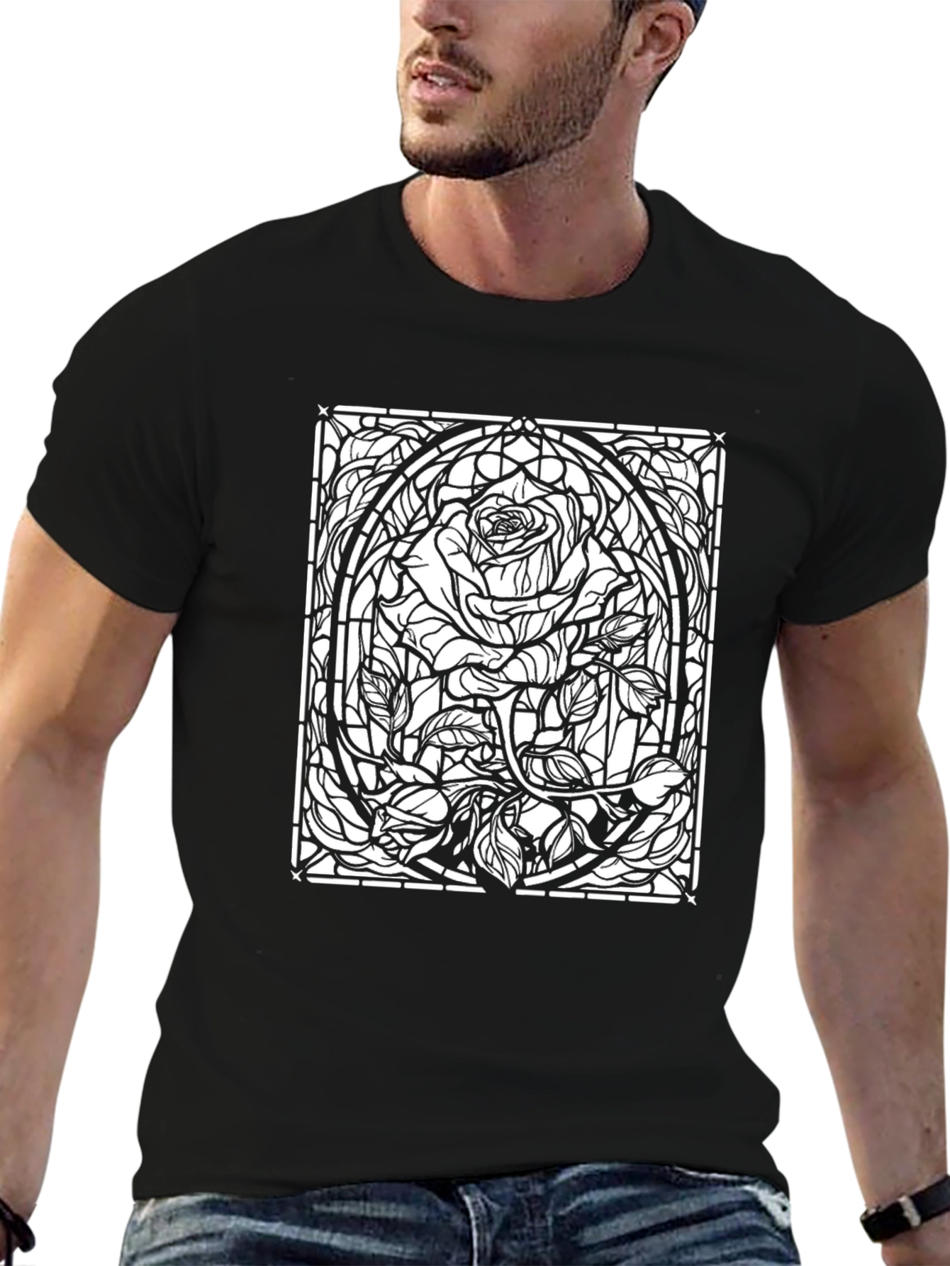 Rose Stained Glass Graphic T-Shirt