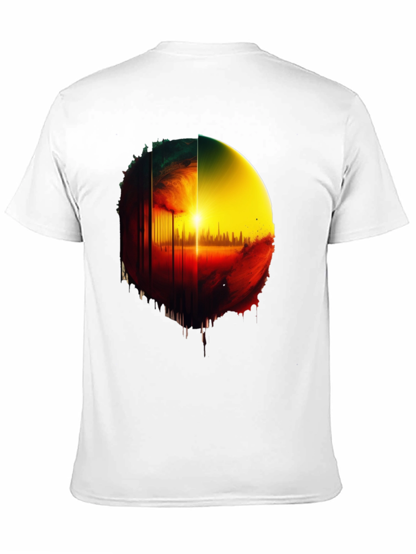 Abstract Sunrise Graphic Tee - Black Cotton Blend