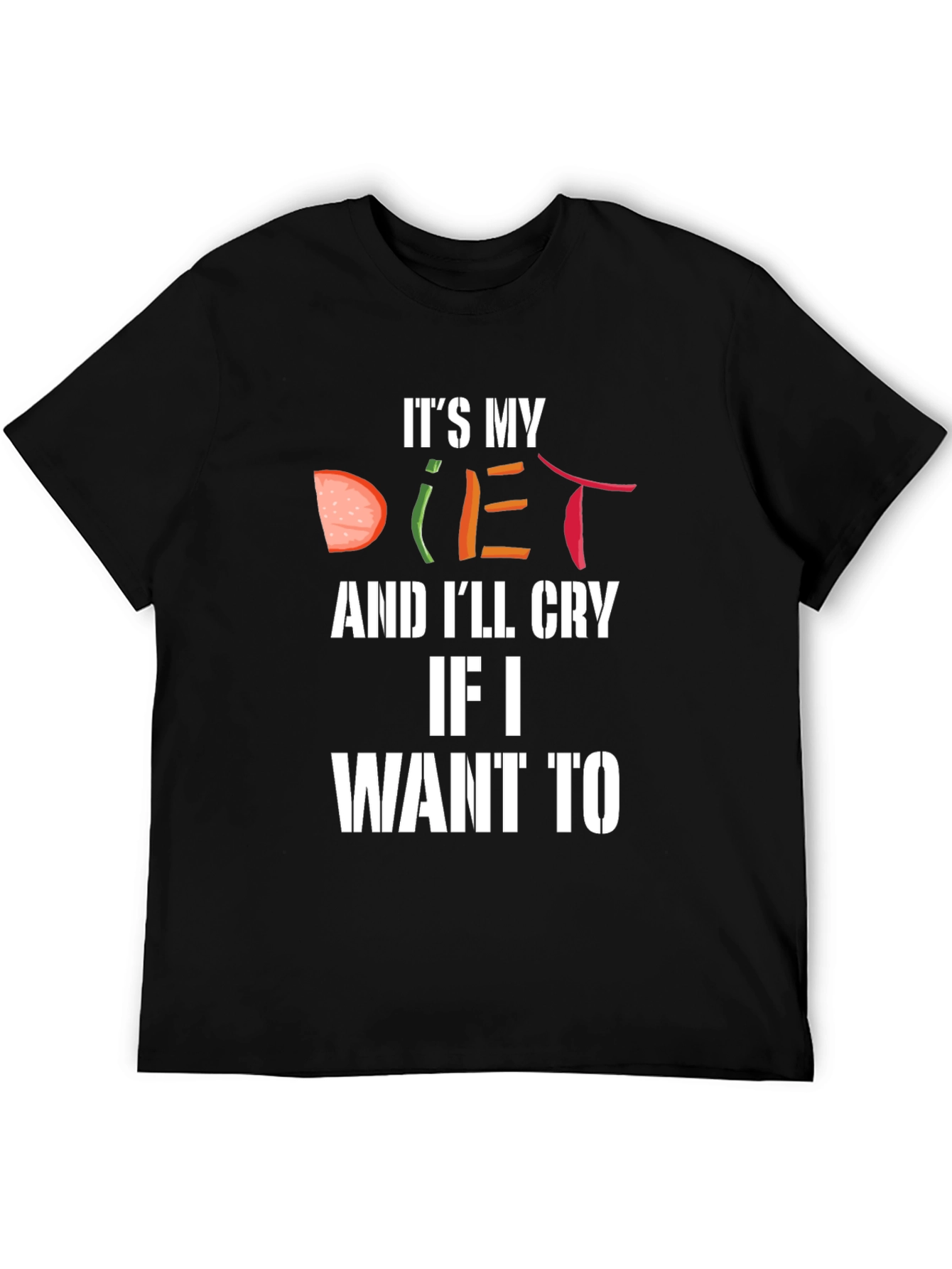 Humorous Its My Diet Graphic Tee - Black