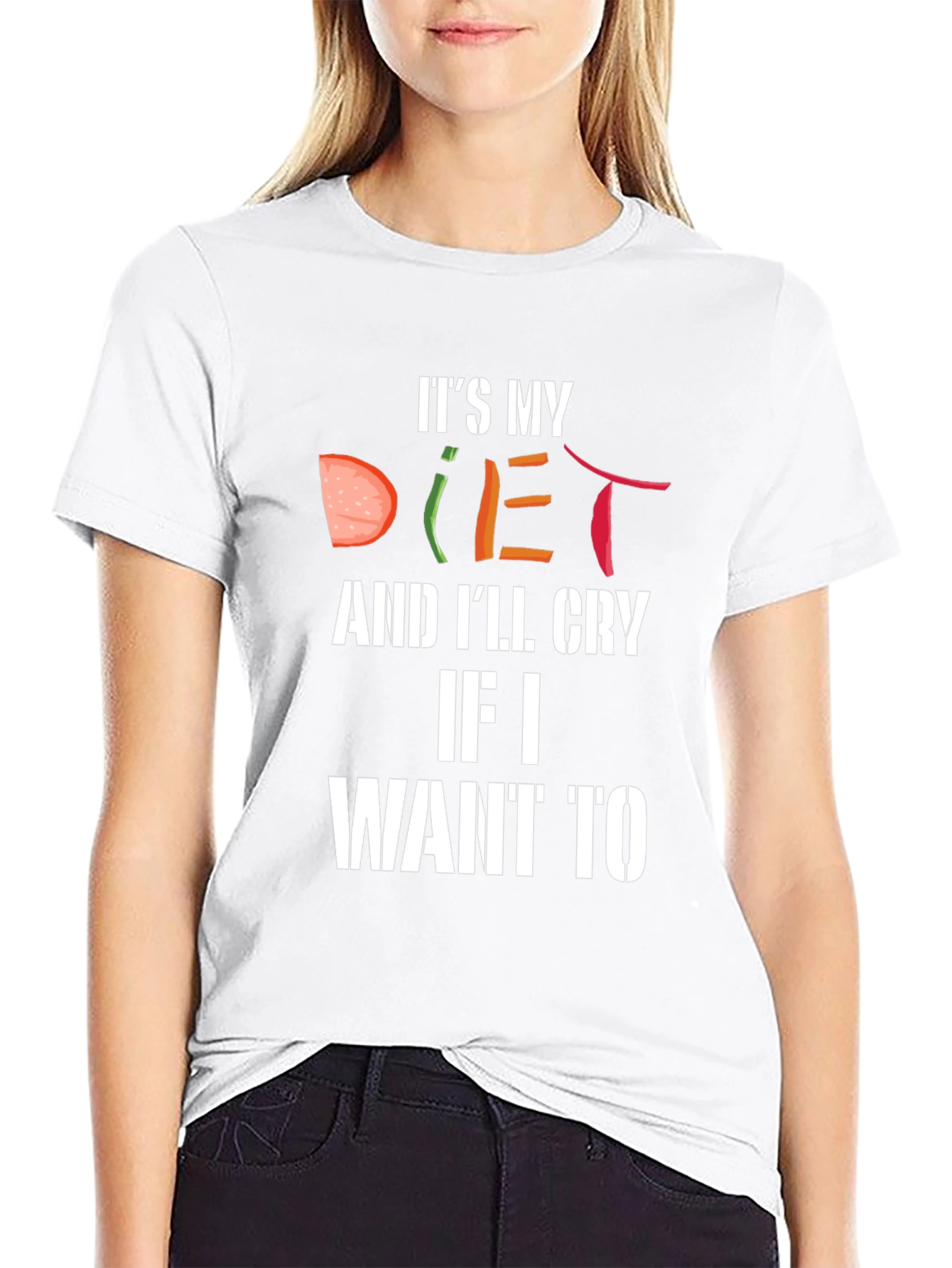 Humorous Its My Diet Graphic Tee - Black