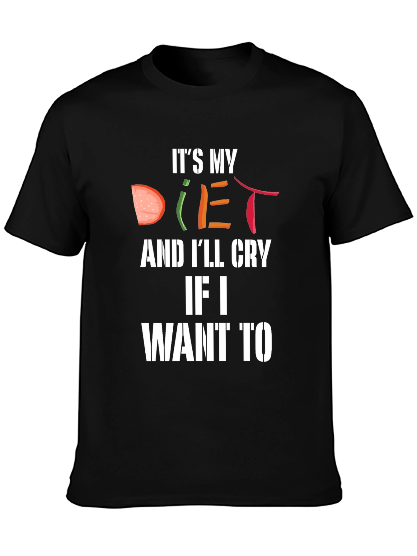 Humorous Its My Diet Graphic Tee - Black