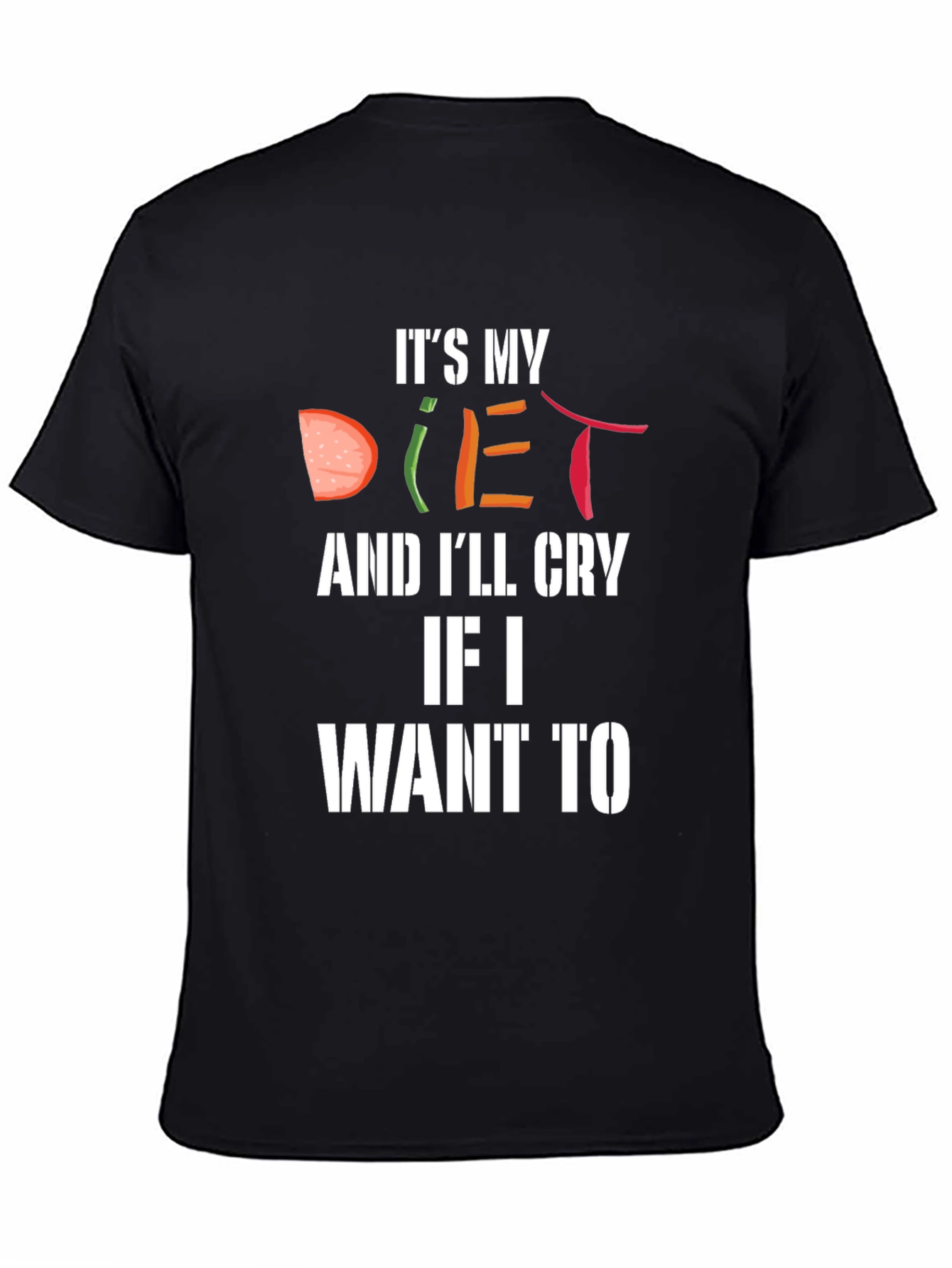 Humorous Its My Diet Graphic Tee - Black