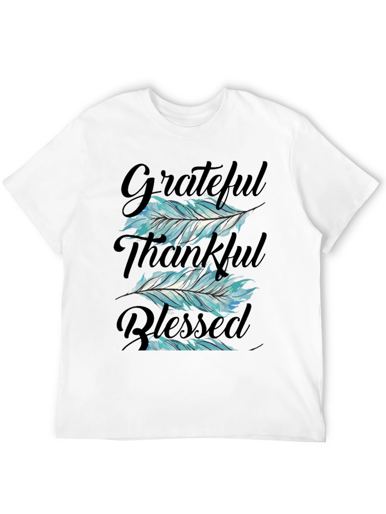Grateful Thankful Blessed Feather T-Shirt