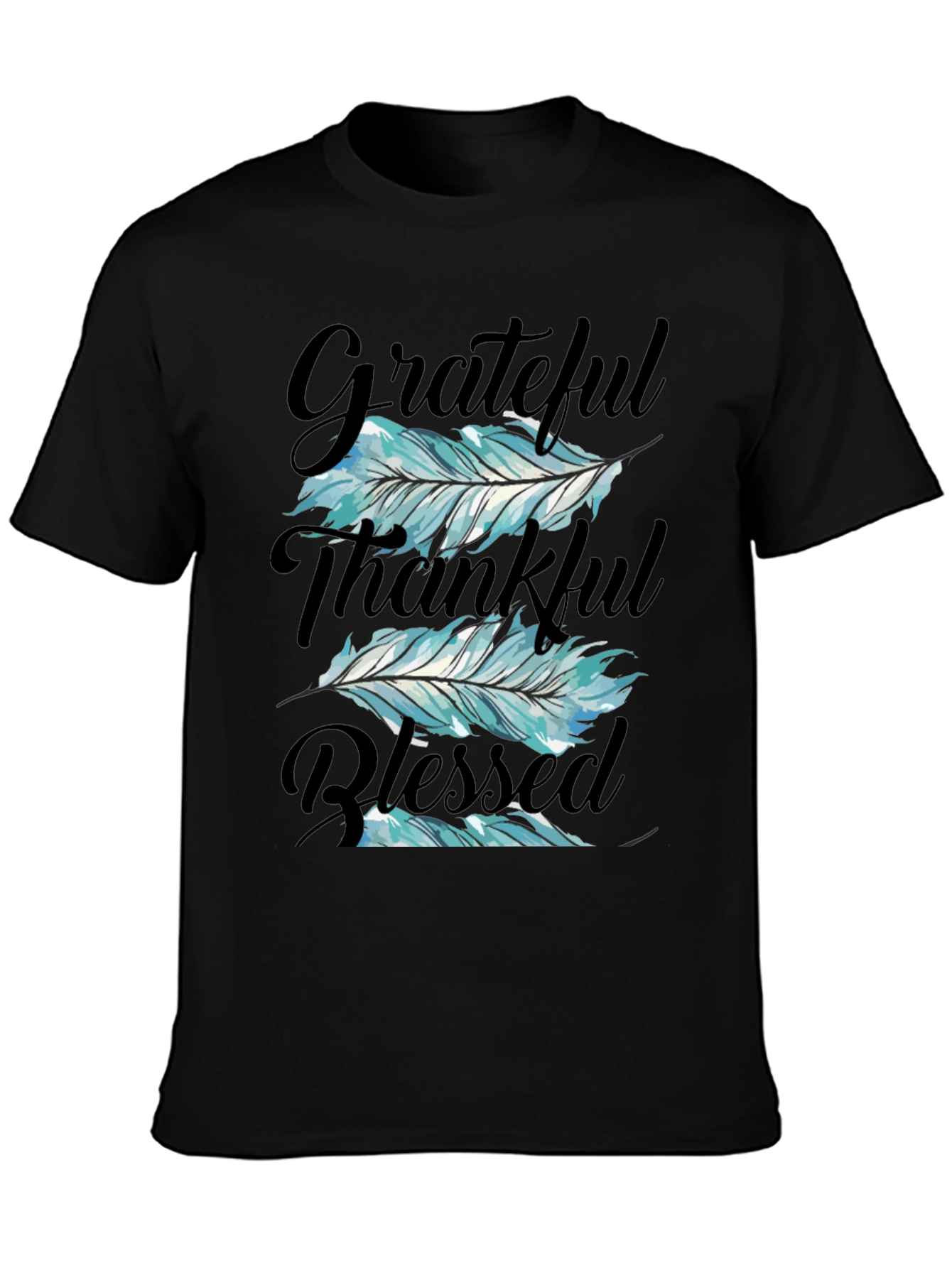 Grateful Thankful Blessed Feather T-Shirt