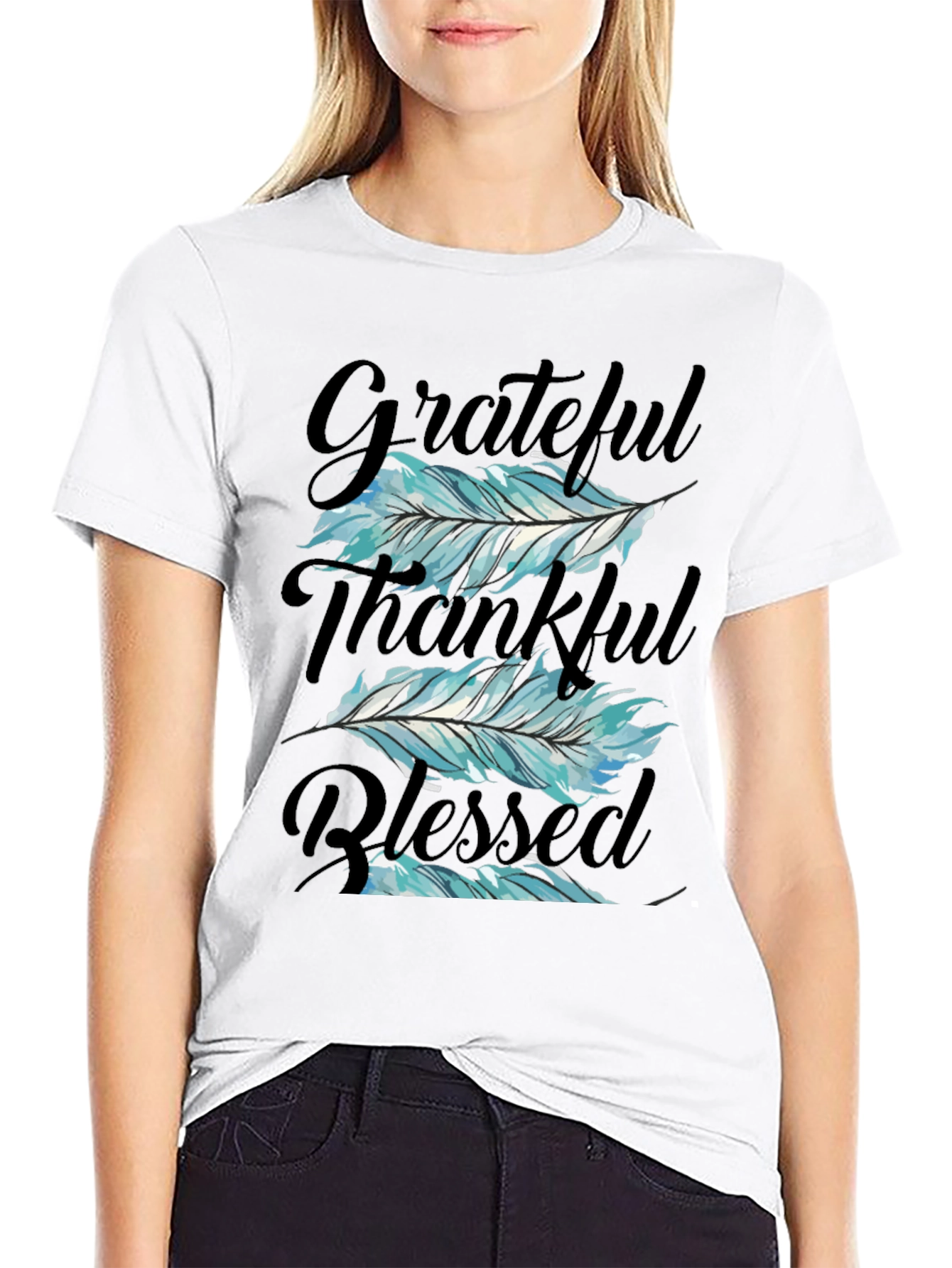 Grateful Thankful Blessed Feather T-Shirt