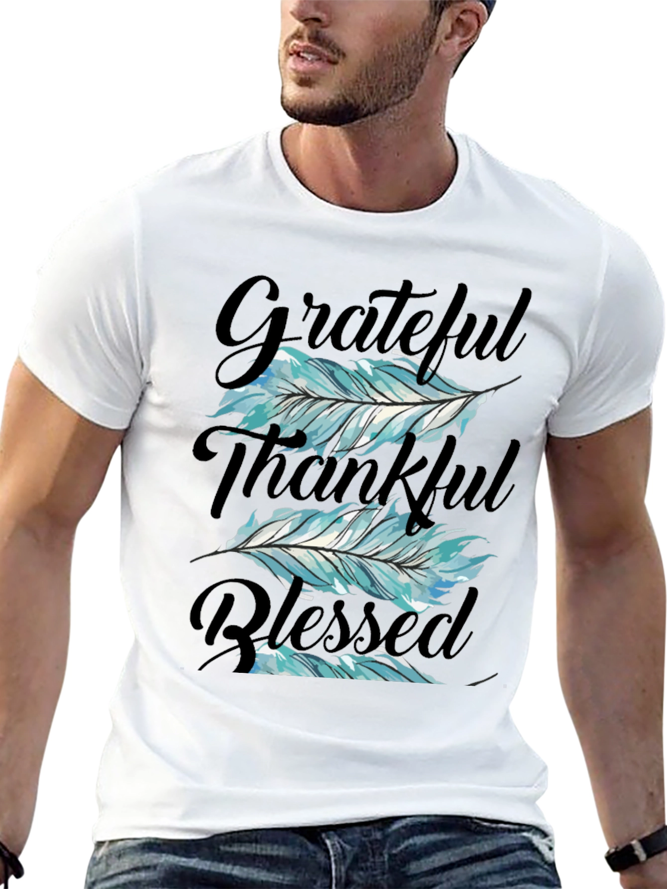 Grateful Thankful Blessed Feather T-Shirt