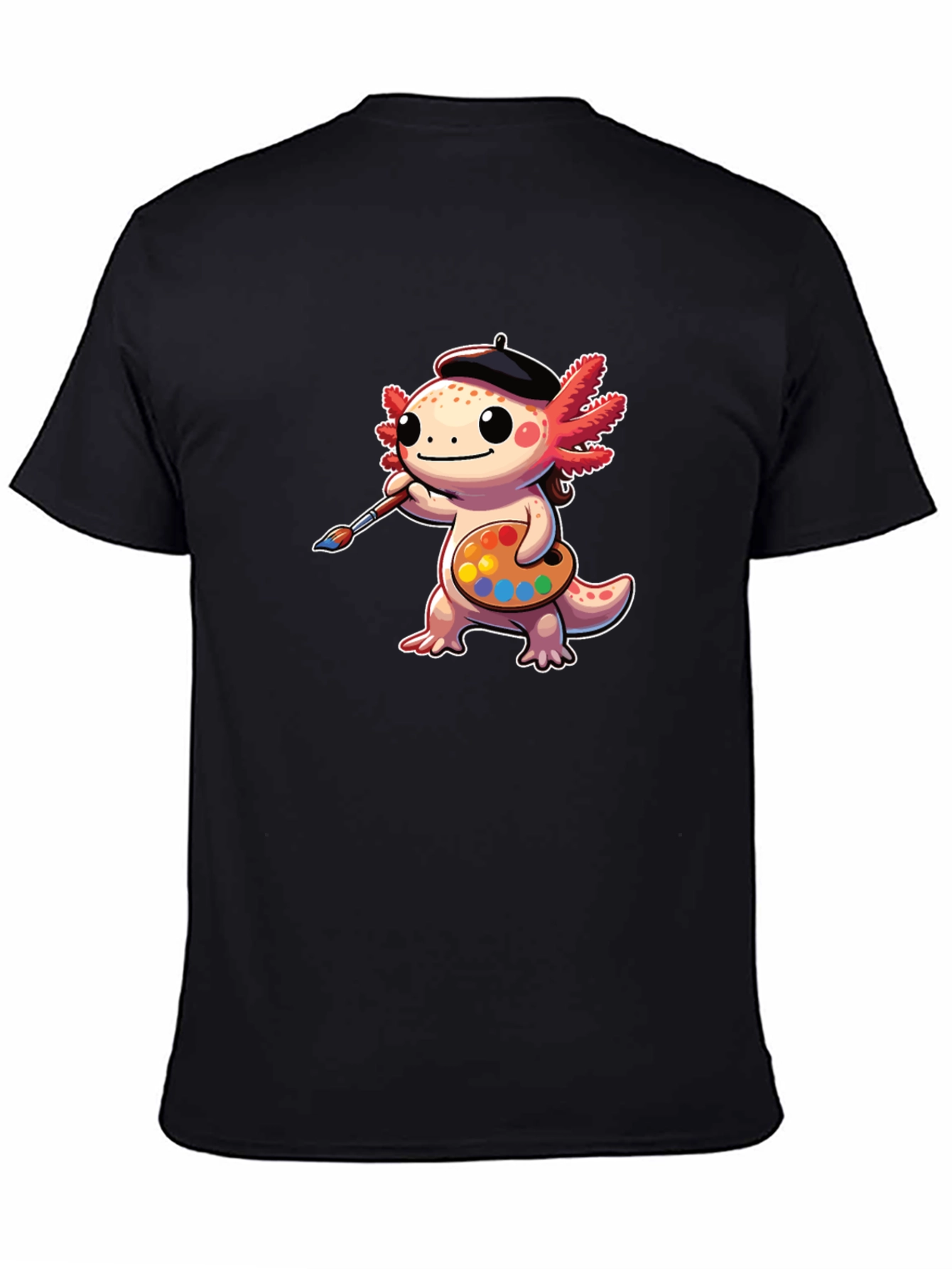 Axolotl Artist T-Shirt: Cute Cartoon Painter Tee