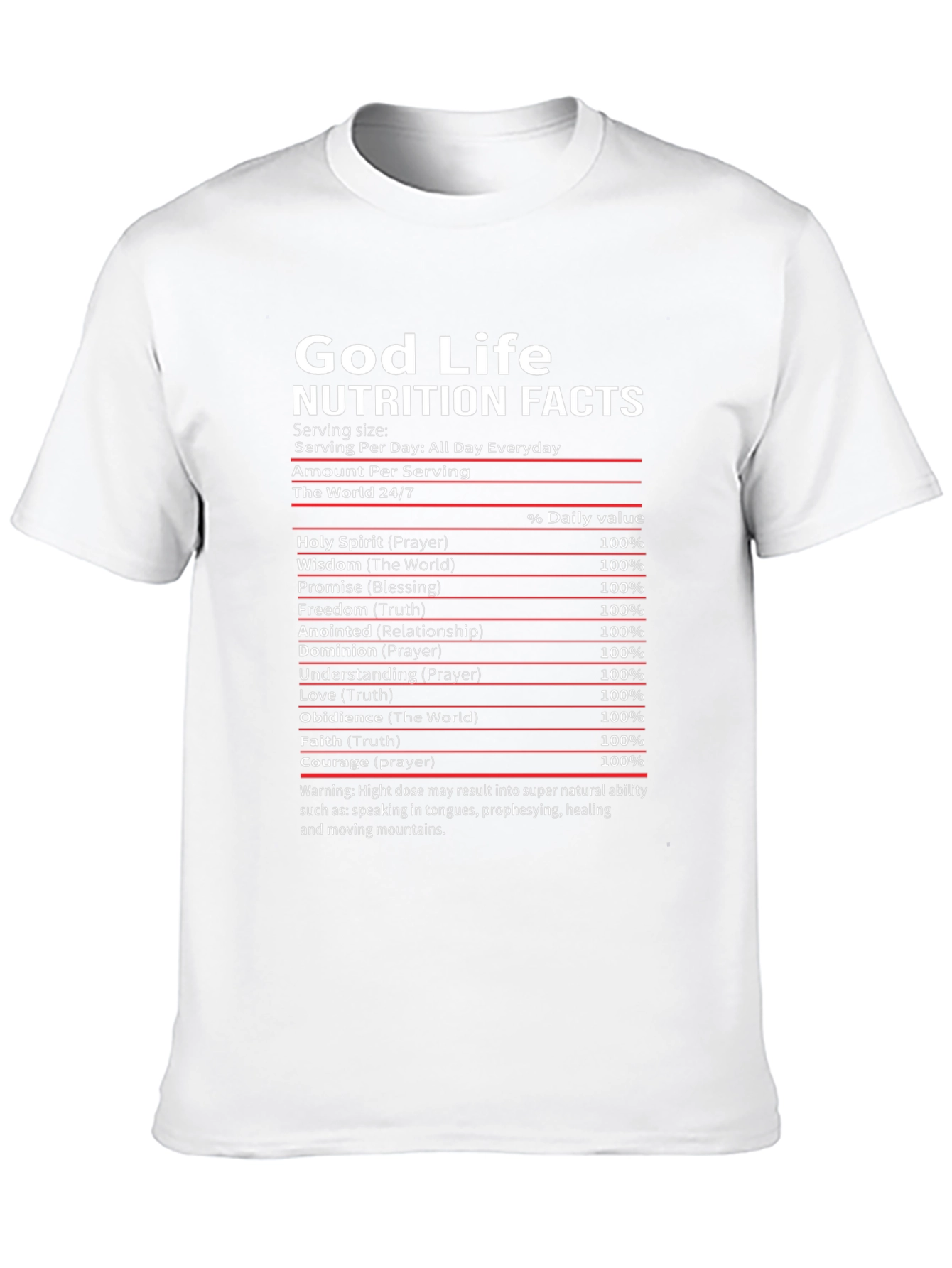 God Life Nutrition Facts Black T-Shirt