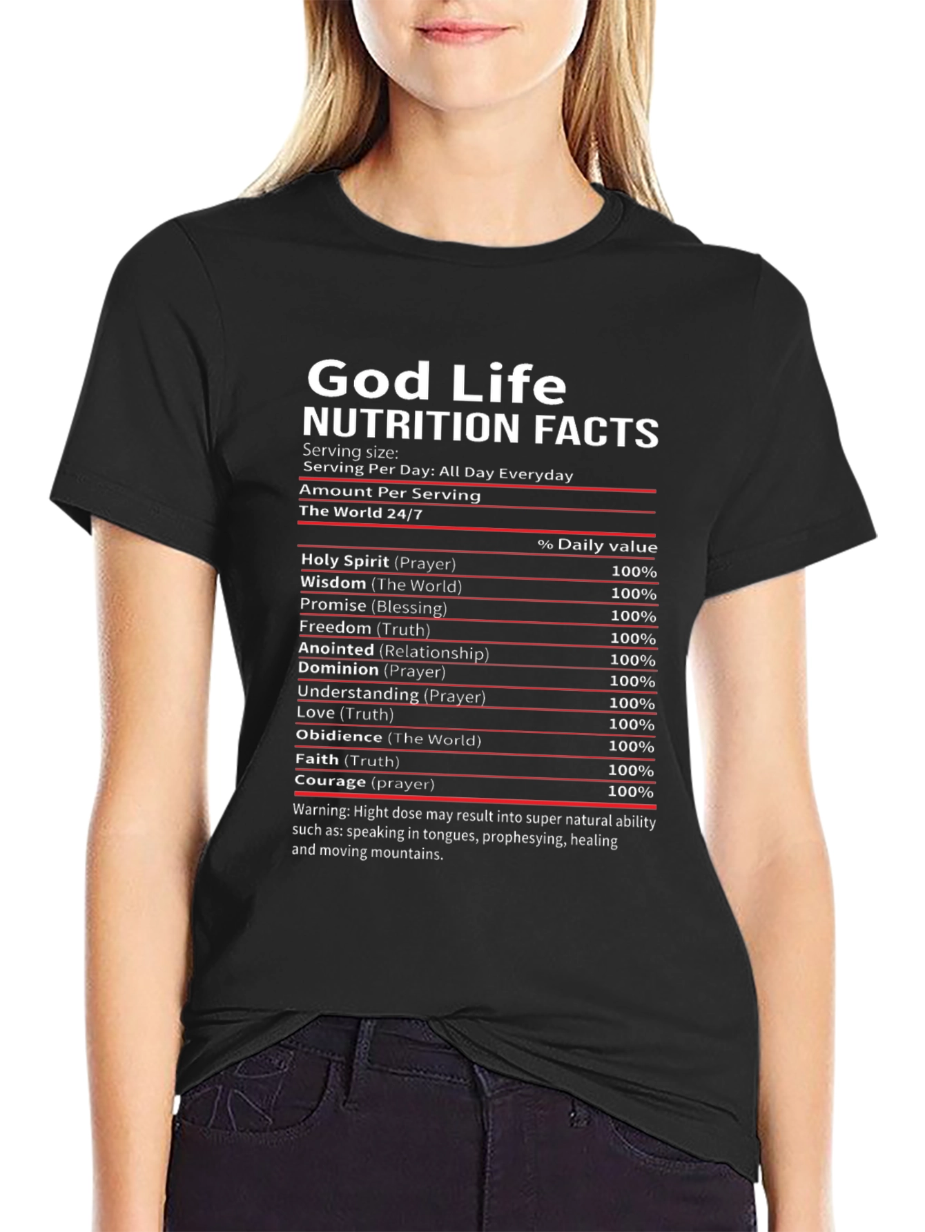 God Life Nutrition Facts Black T-Shirt