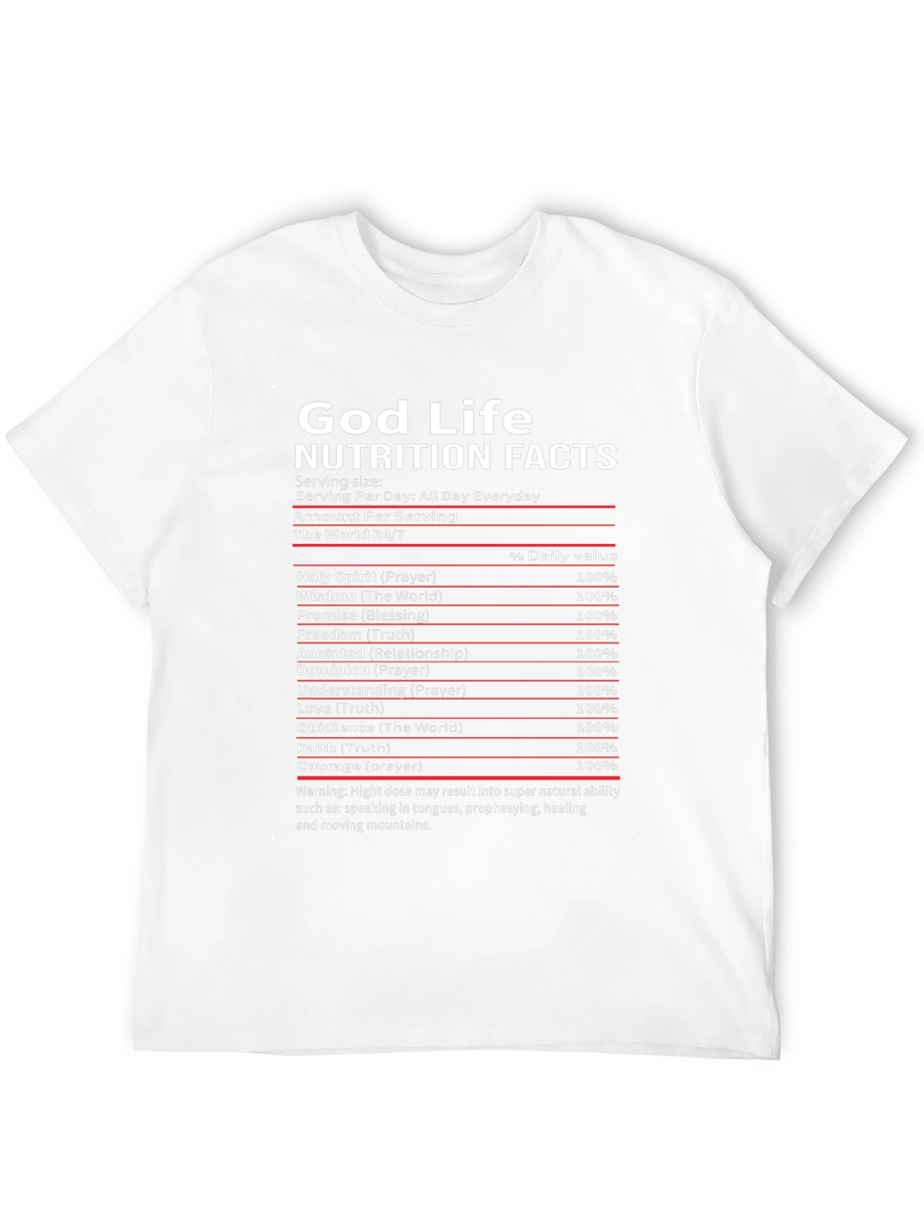 God Life Nutrition Facts Black T-Shirt