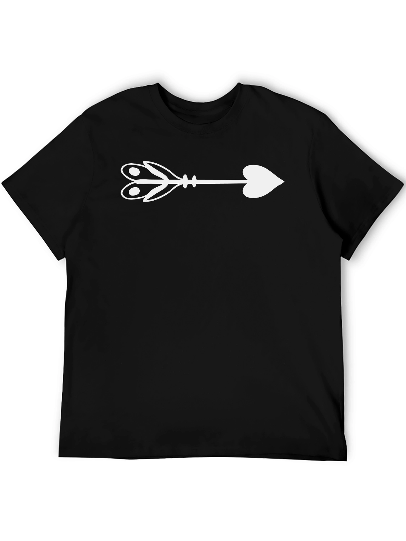 Heart Arrow Graphic Tee - Black Cotton Shirt