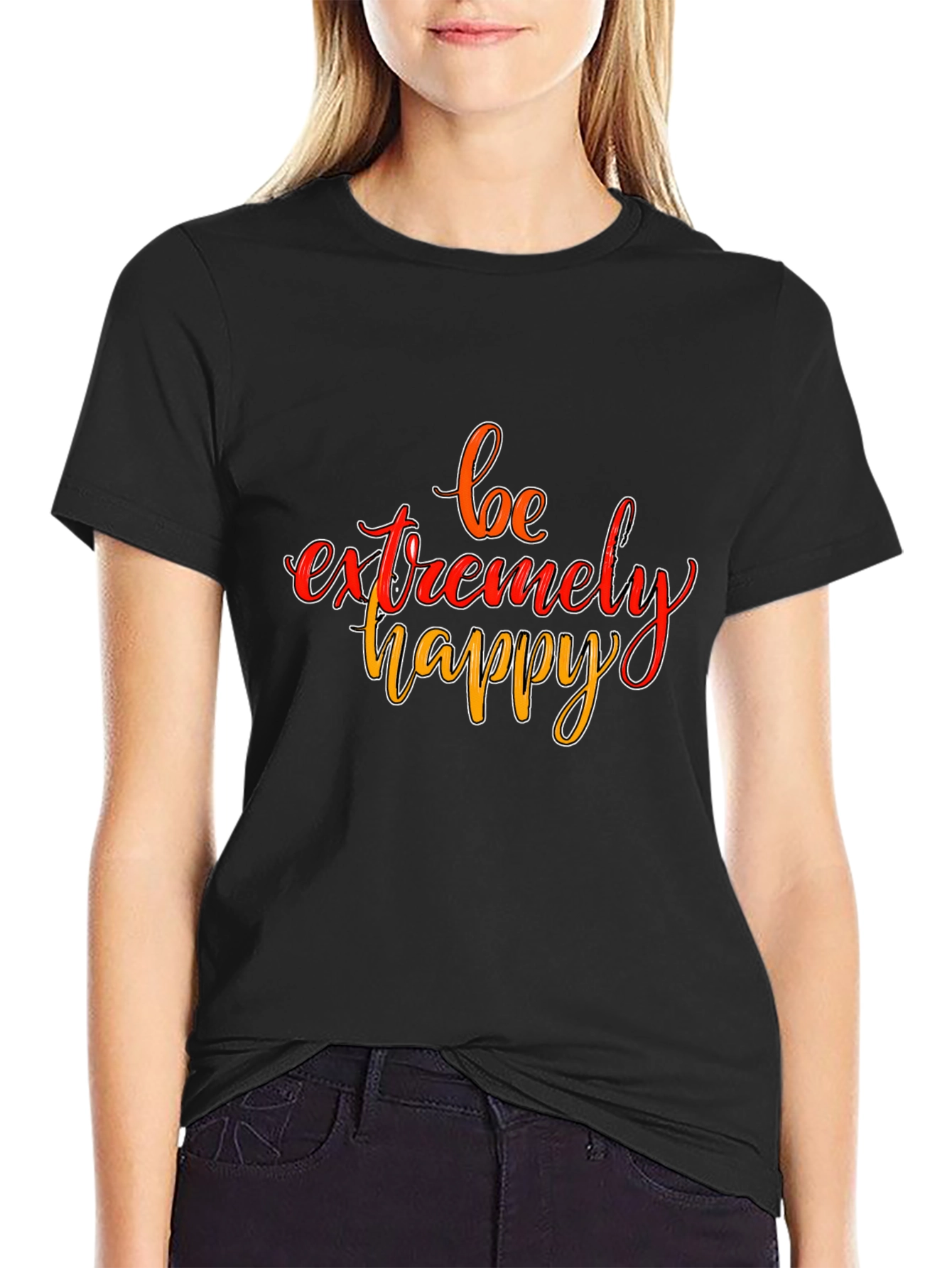 Be Extremely Happy Graphic Tee - Black