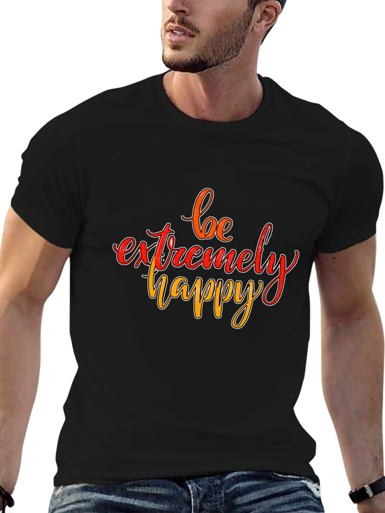 Be Extremely Happy Graphic Tee - Black