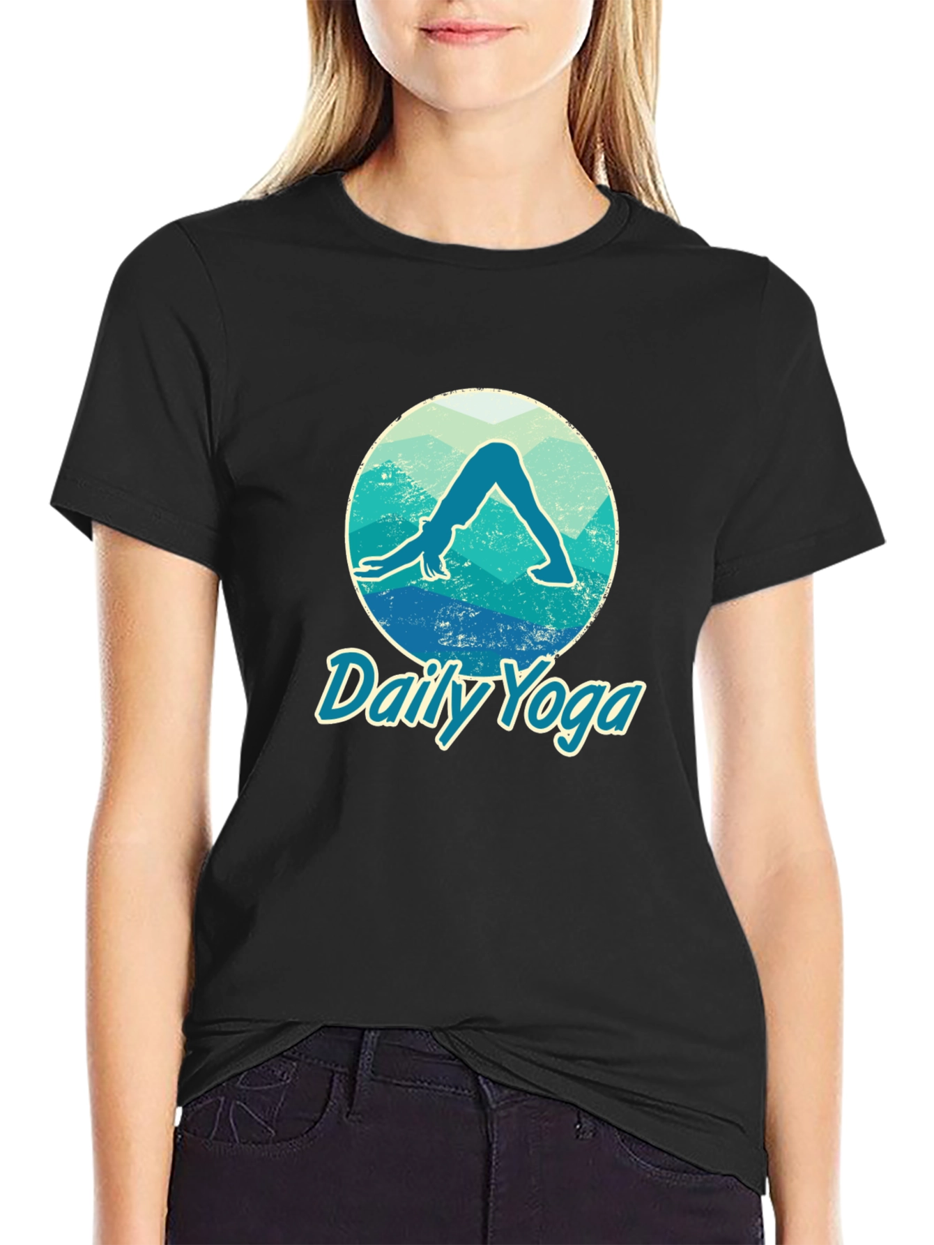 Daily Yoga Graphic T-Shirt - Black Cotton Tee