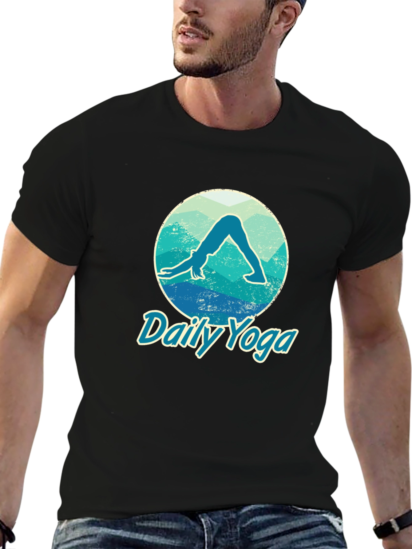 Daily Yoga Graphic T-Shirt - Black Cotton Tee