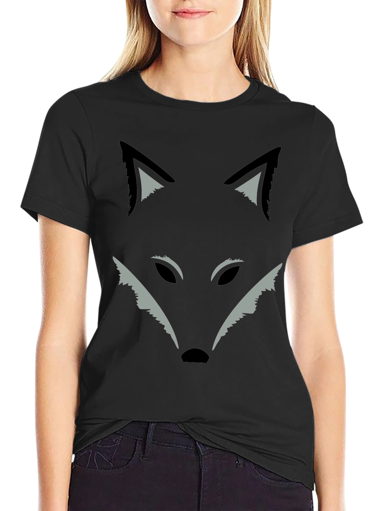 Fox Graphic Print T-Shirt - Black