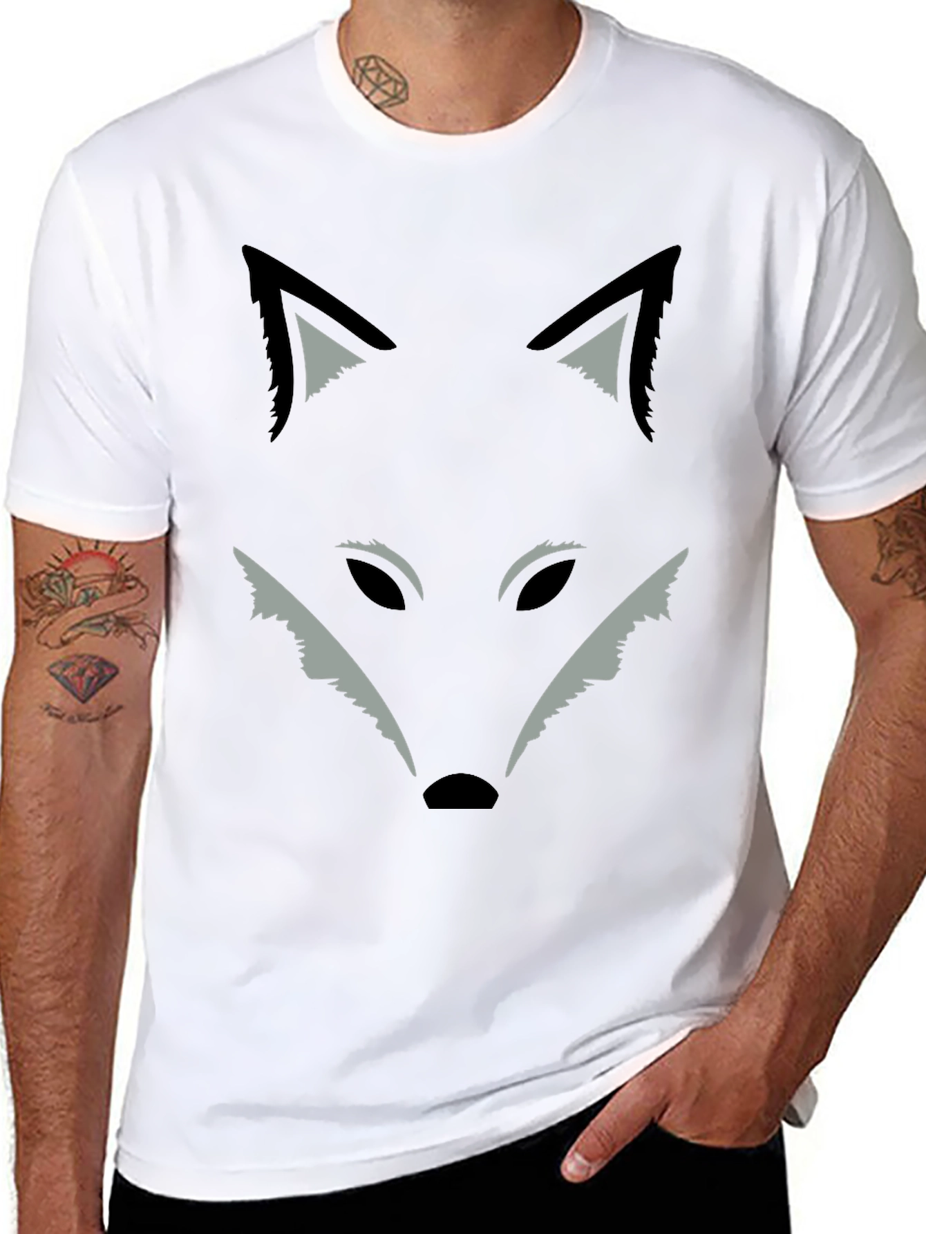 Fox Graphic Print T-Shirt - Black