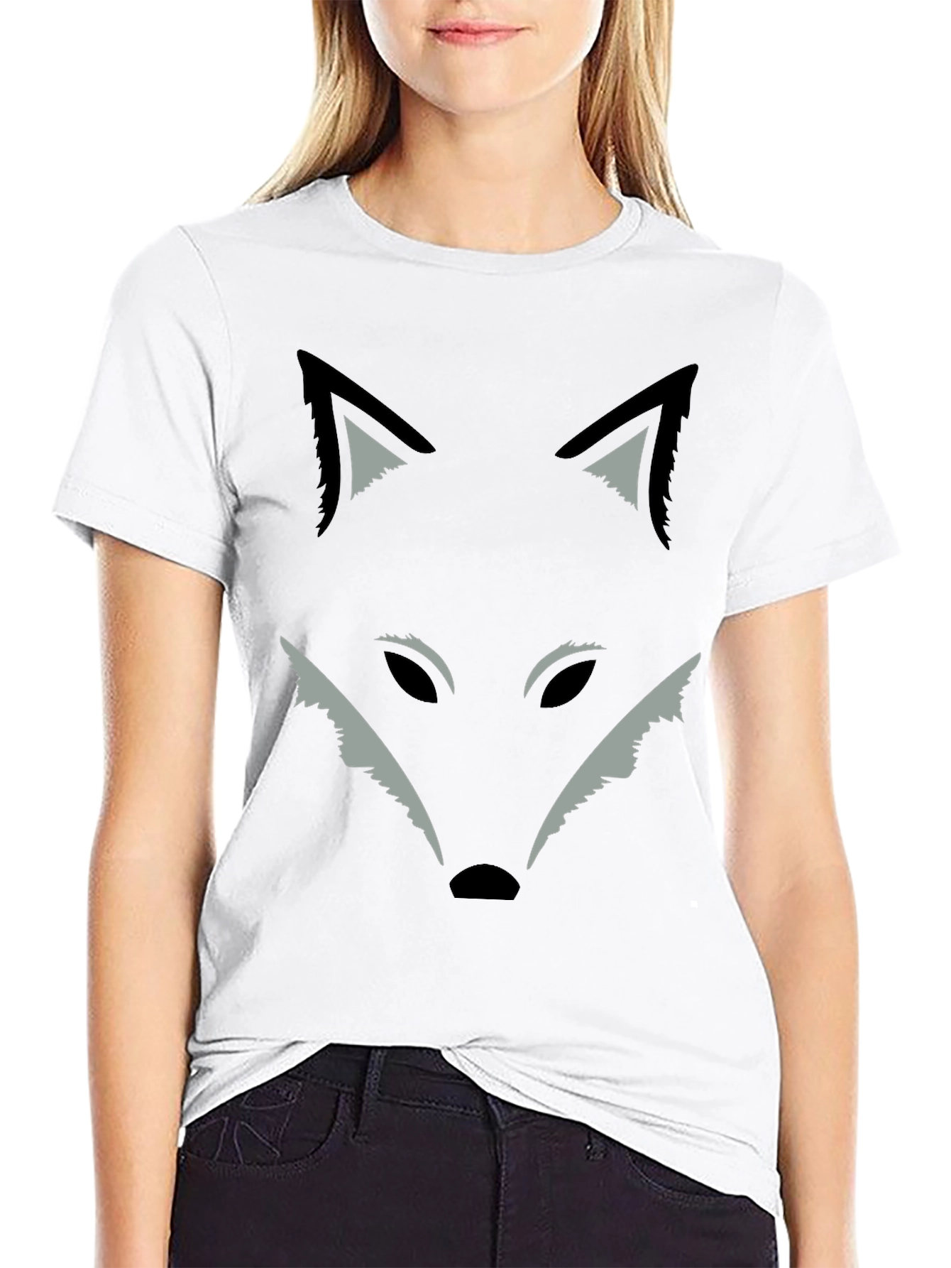 Fox Graphic Print T-Shirt - Black