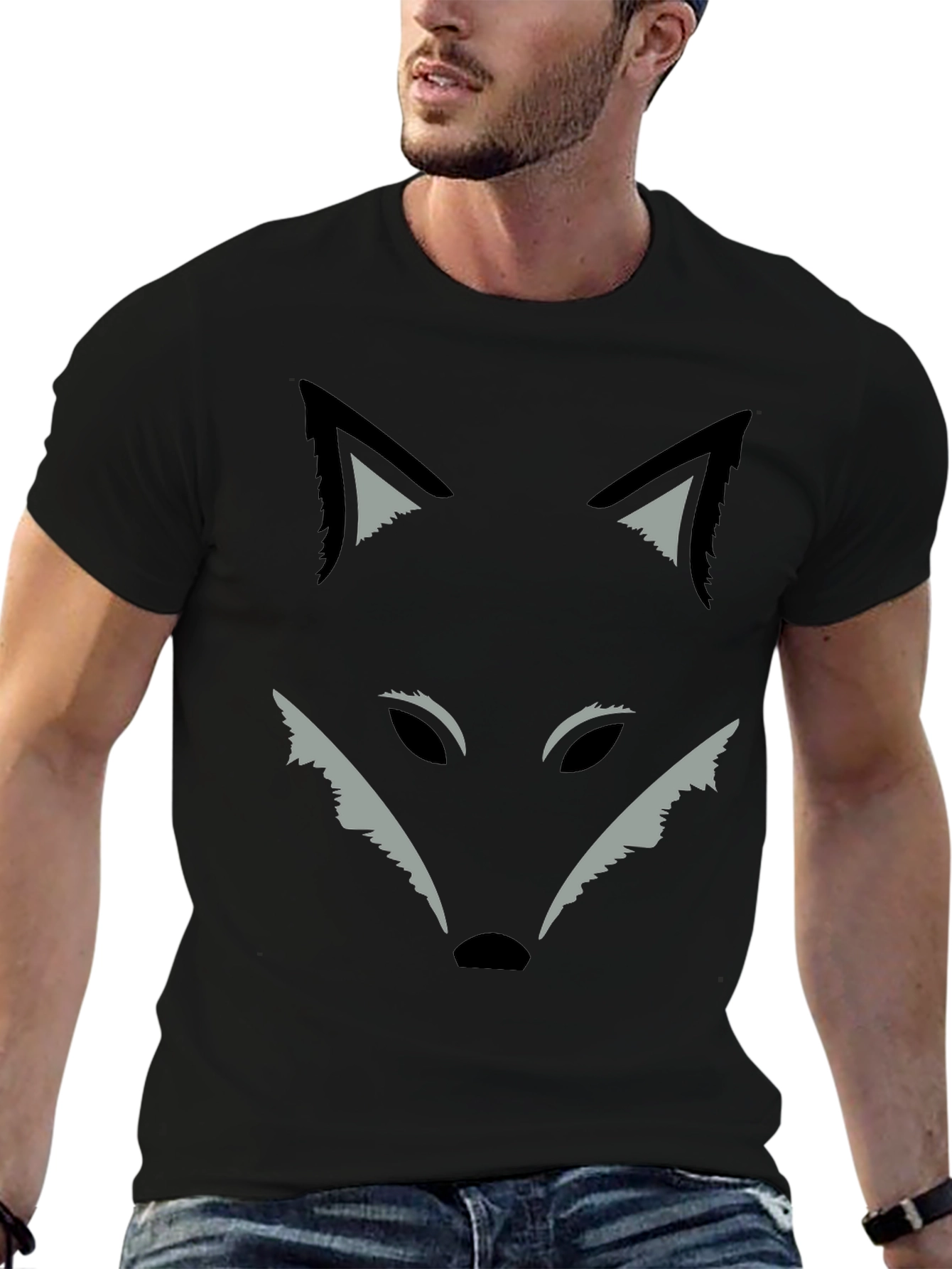 Fox Graphic Print T-Shirt - Black