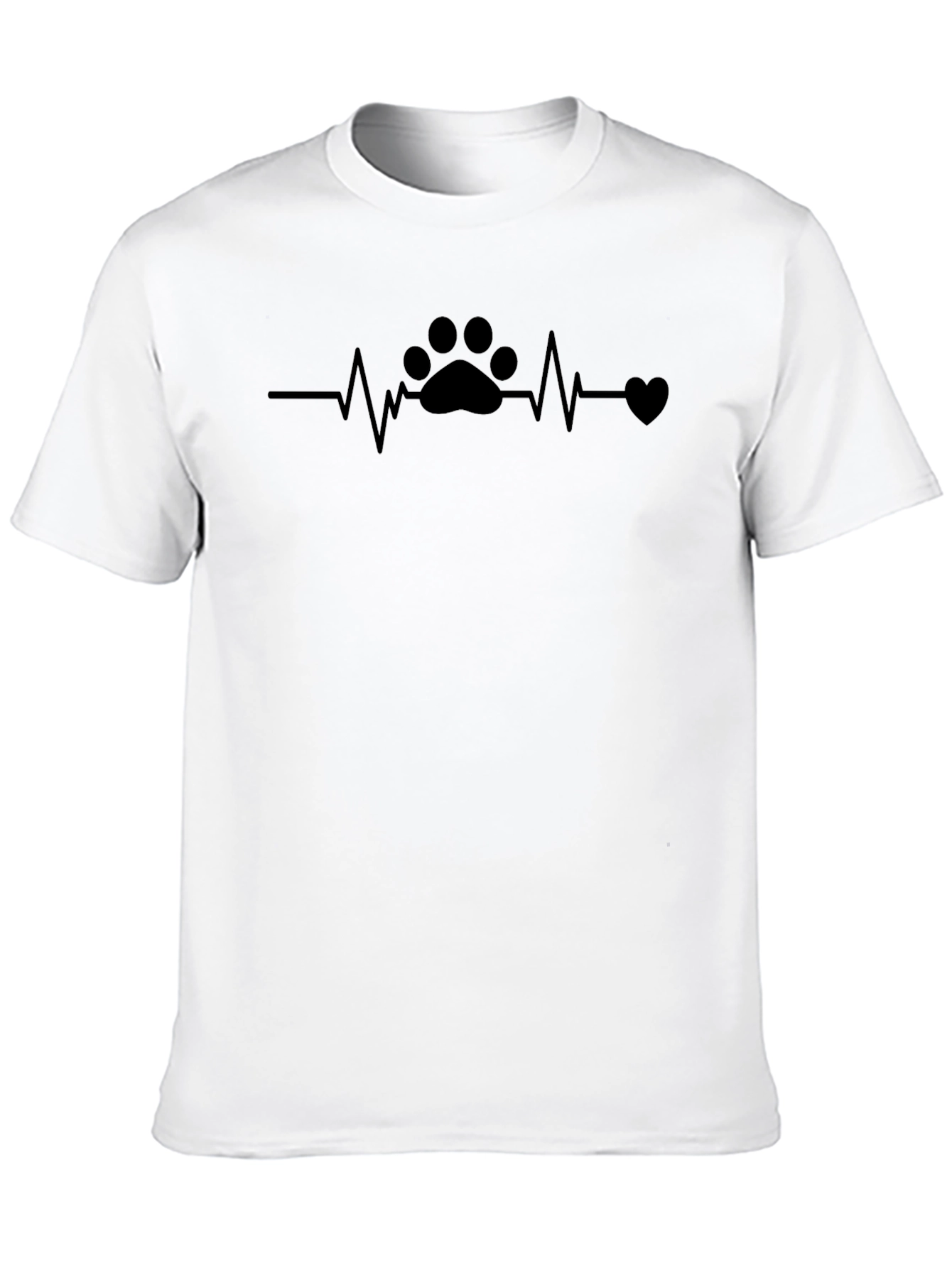 Heartbeat Paw Print T-Shirt - Pet Lover Tee