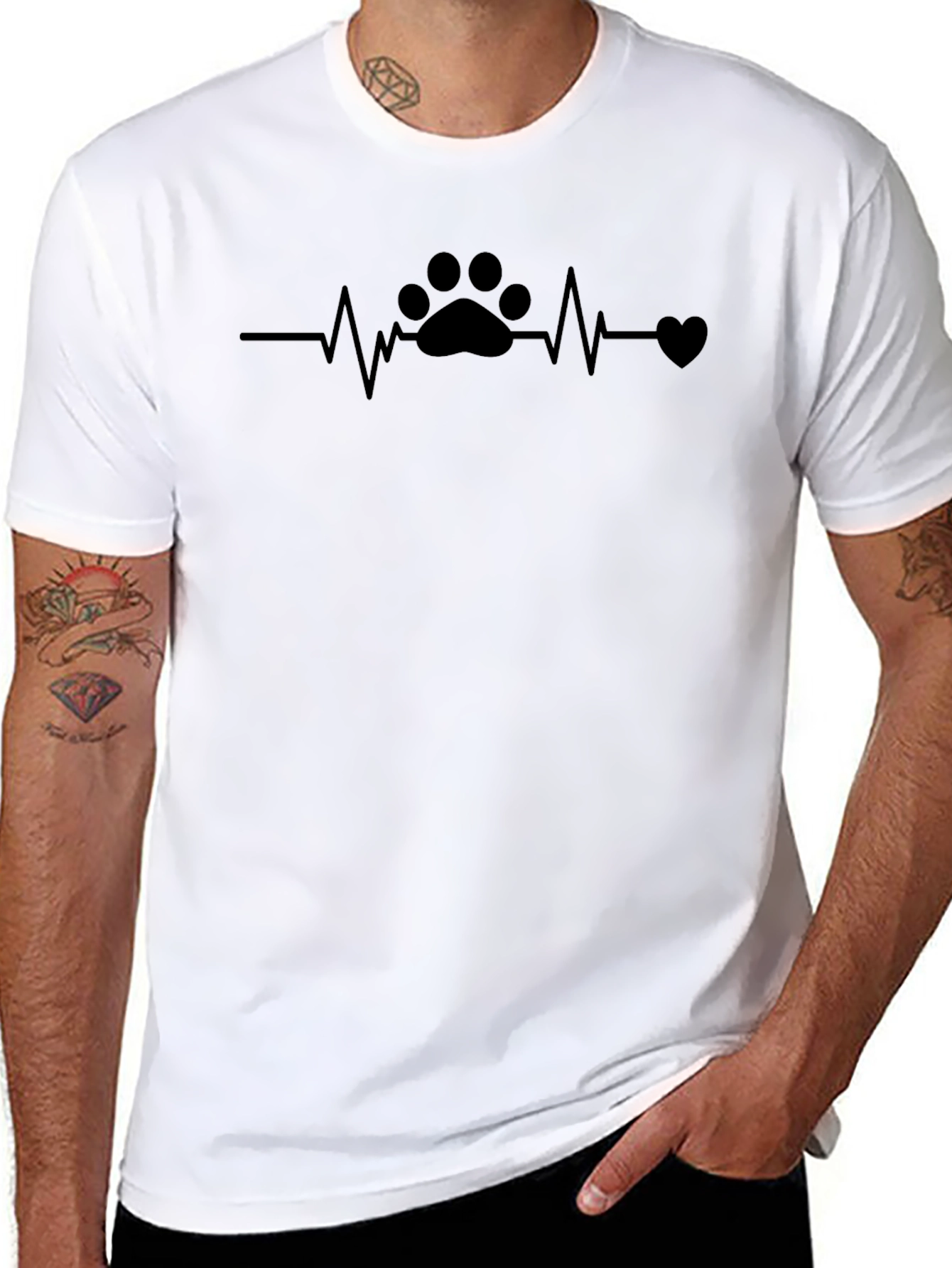 Heartbeat Paw Print T-Shirt - Pet Lover Tee