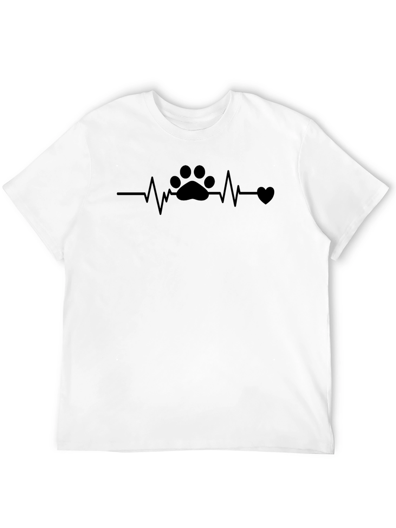 Heartbeat Paw Print T-Shirt - Pet Lover Tee