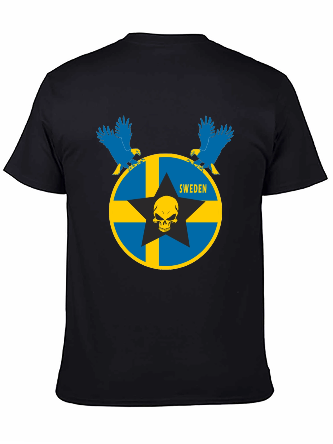 Sweden Flag Skull Eagle Graphic T-Shirt
