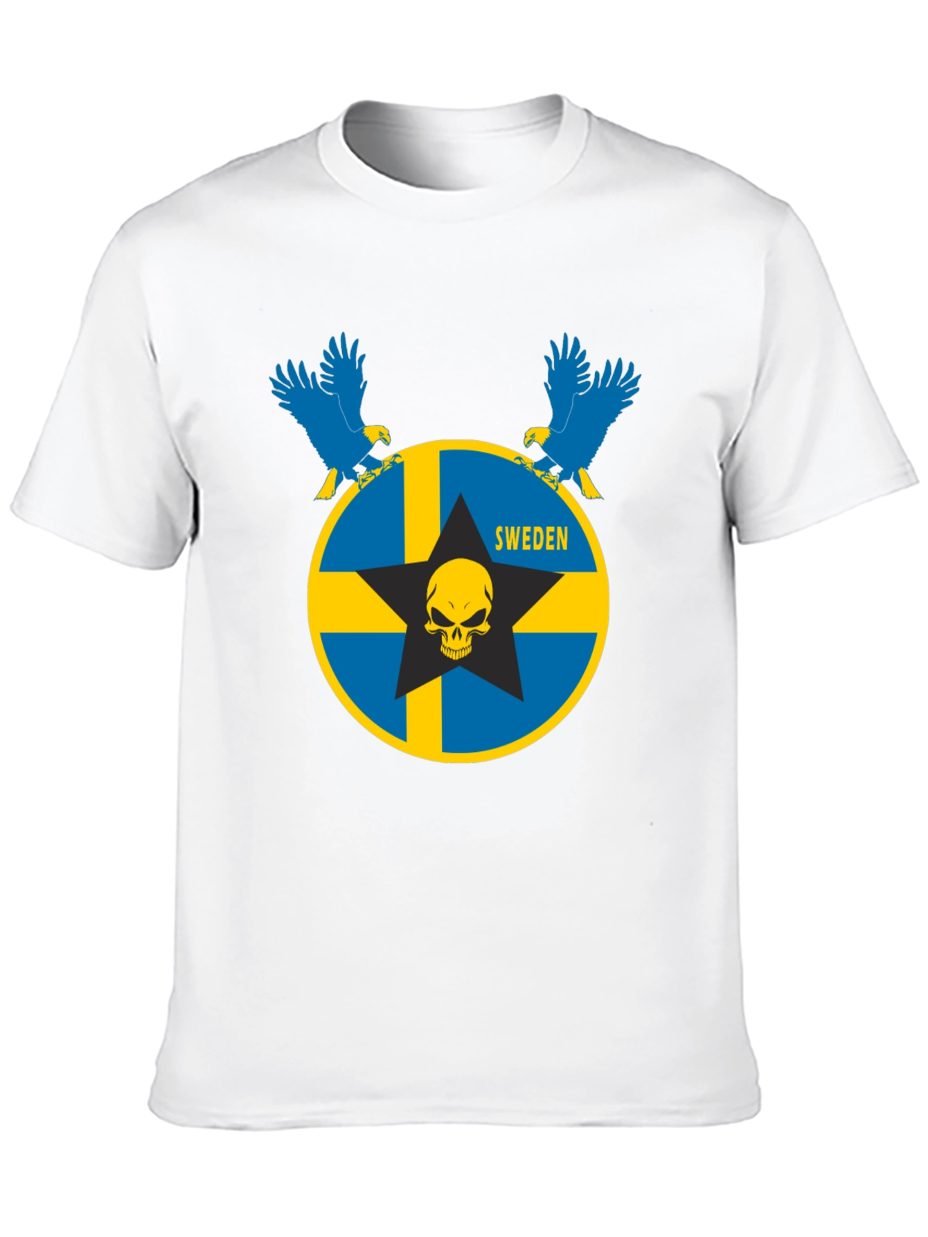 Sweden Flag Skull Eagle Graphic T-Shirt