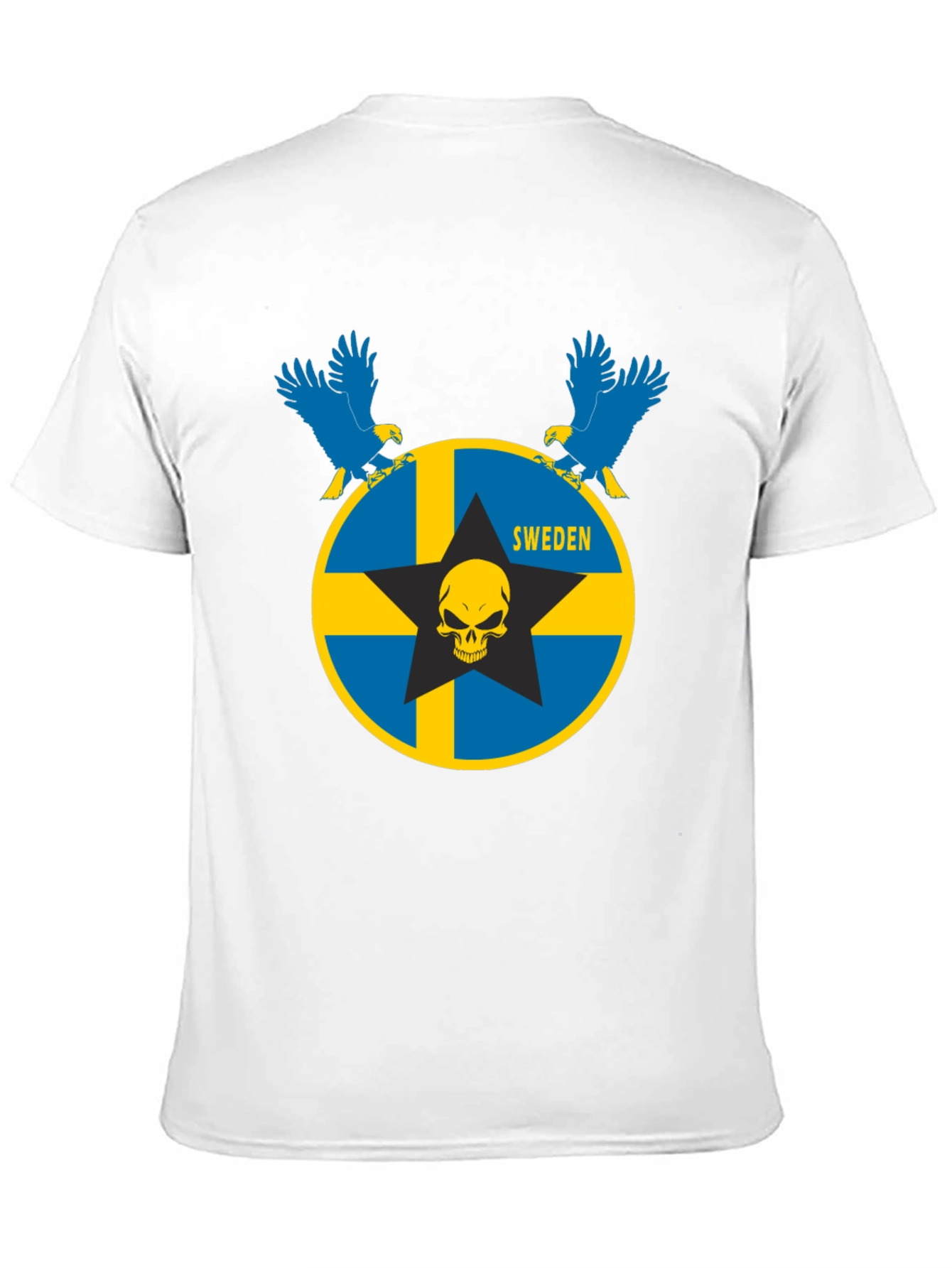 Sweden Flag Skull Eagle Graphic T-Shirt