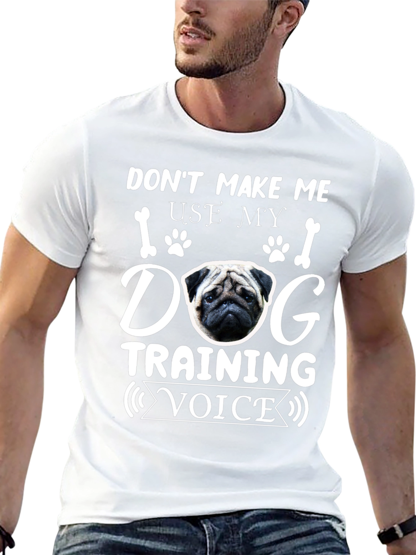 Dog Training Voice T-Shirt - Pug Graphic Tee