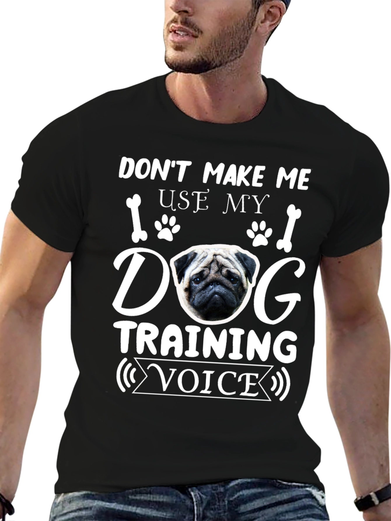 Dog Training Voice T-Shirt - Pug Graphic Tee