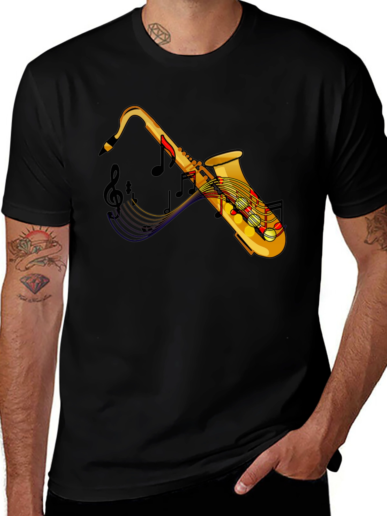 Saxophone Graphic Print T-Shirt