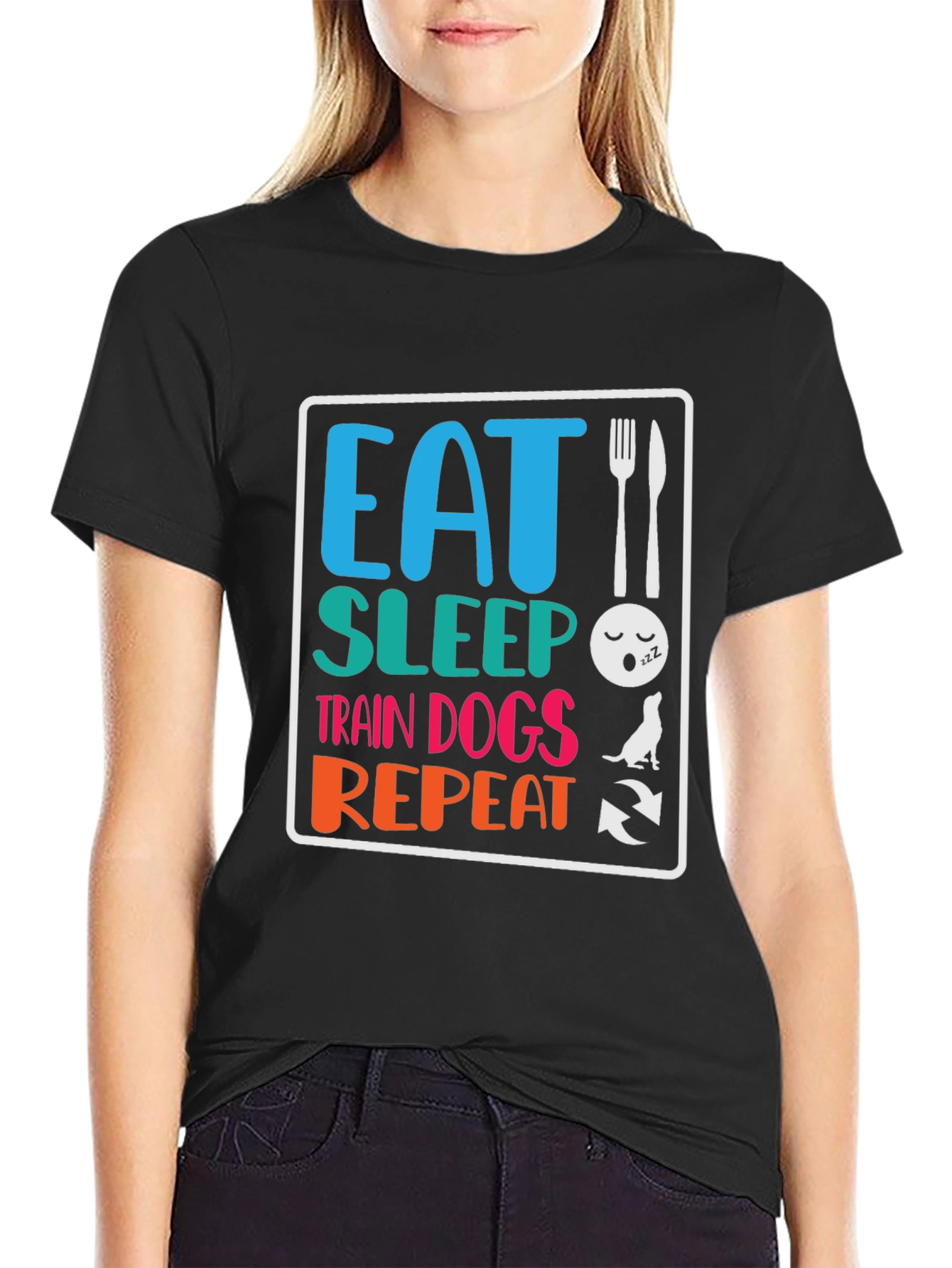 Eat Sleep Train Dogs Repeat Graphic Tee