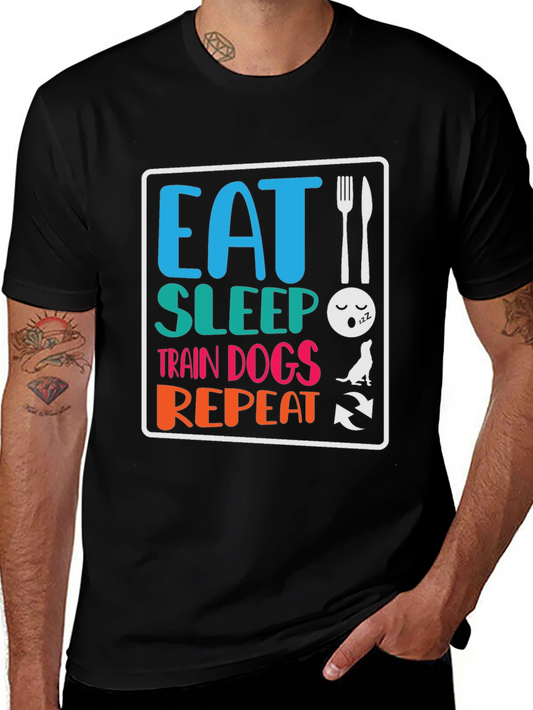 Eat Sleep Train Dogs Repeat Graphic Tee