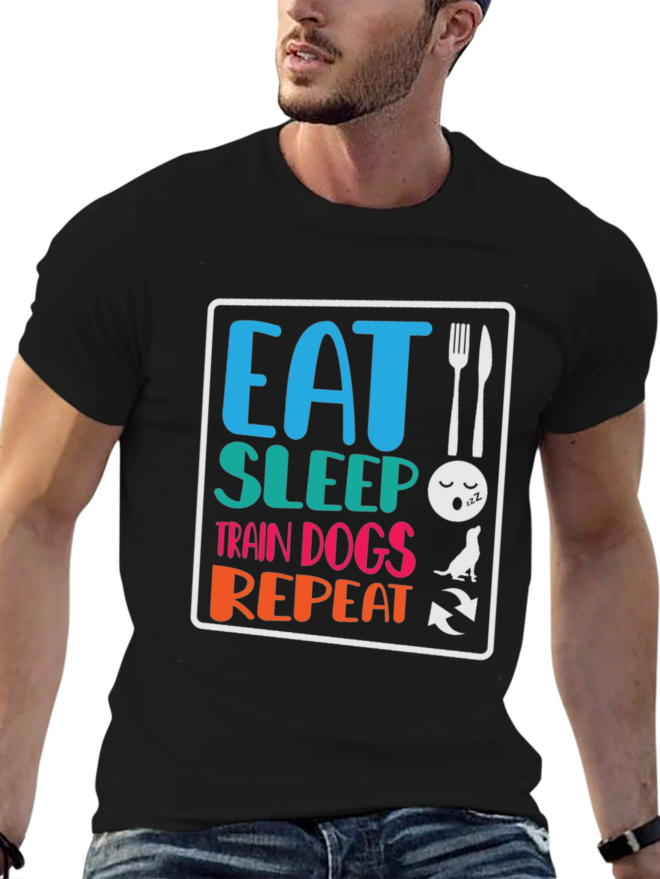 Eat Sleep Train Dogs Repeat Graphic Tee