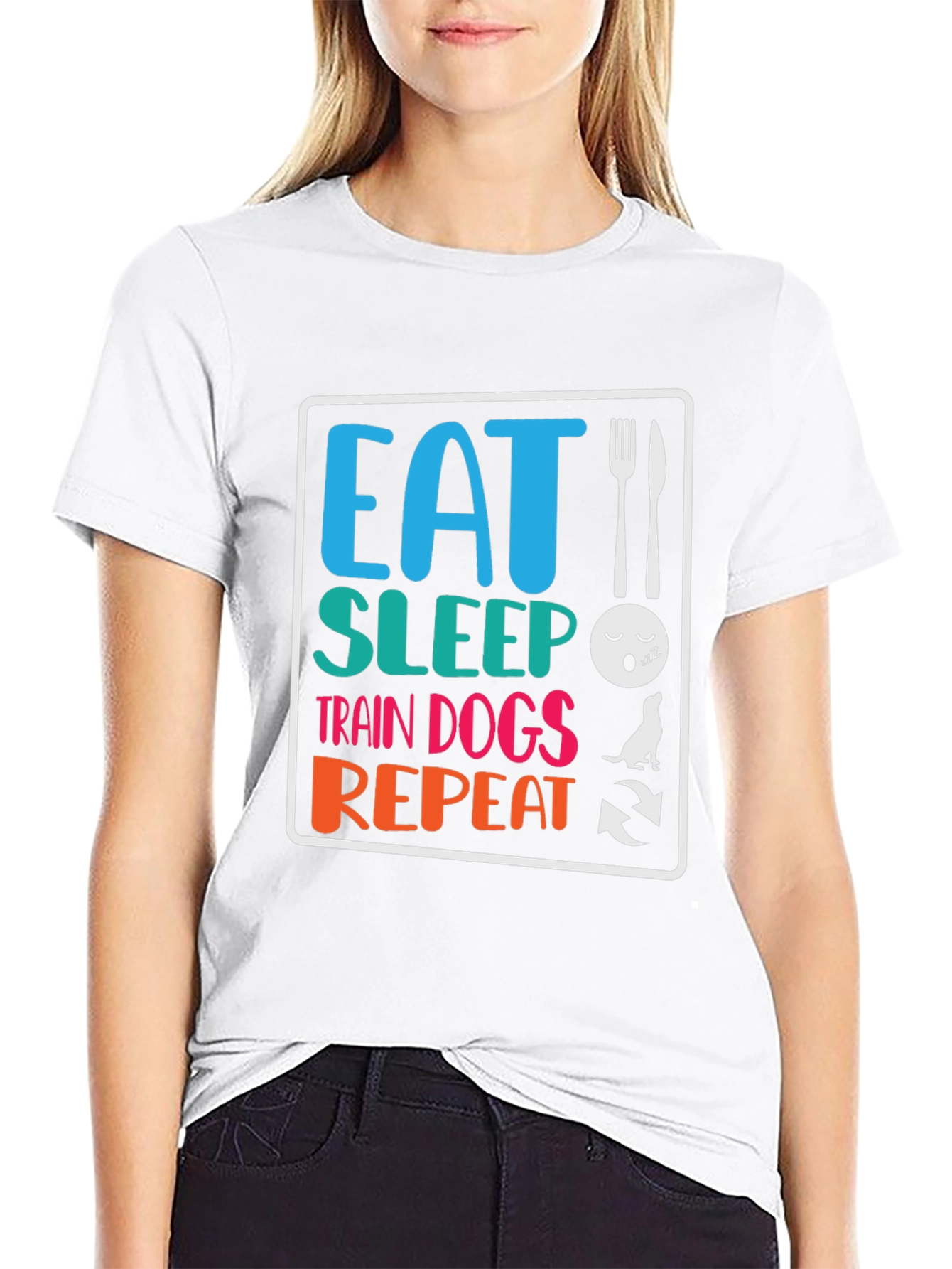 Eat Sleep Train Dogs Repeat Graphic Tee