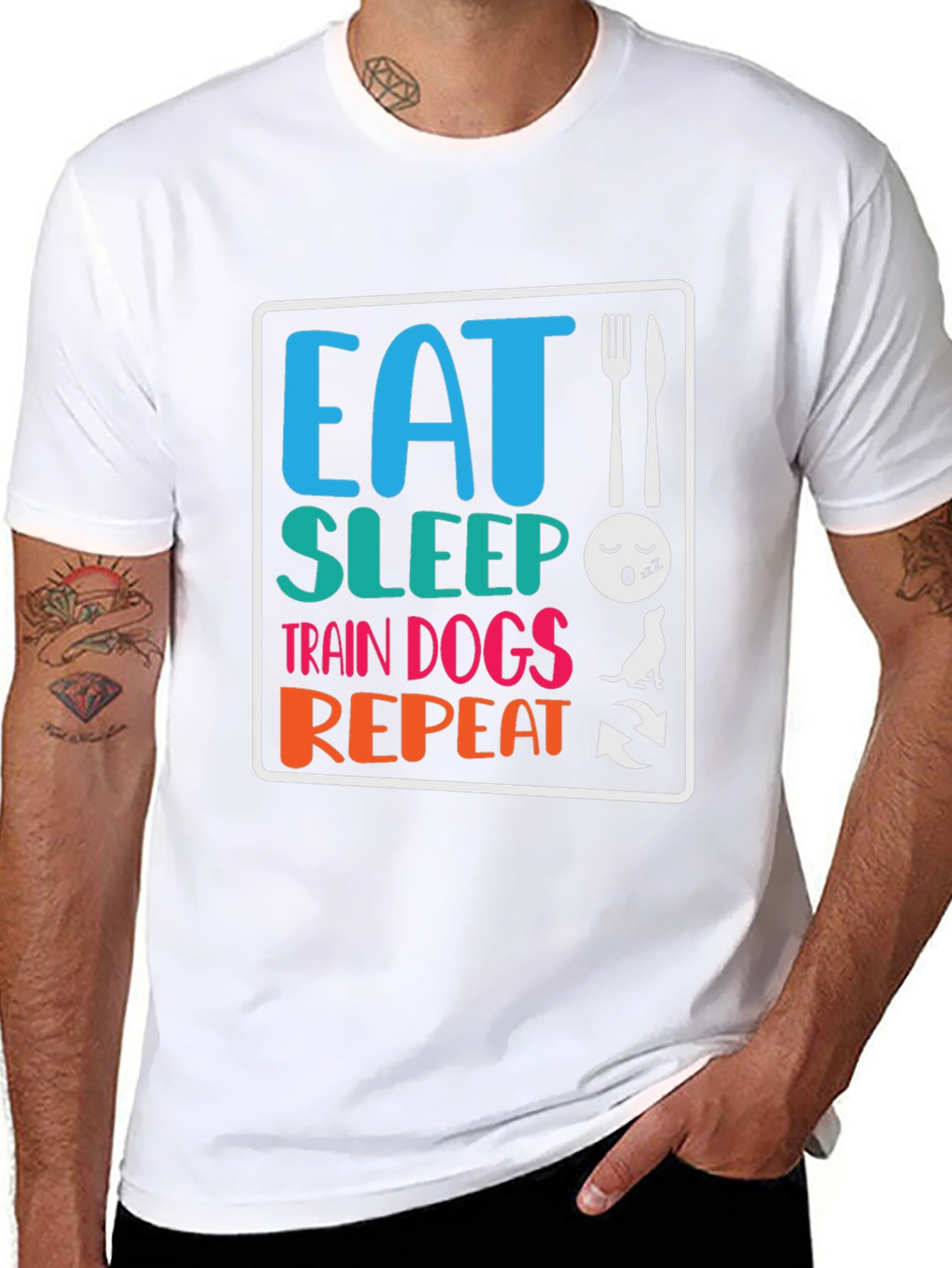Eat Sleep Train Dogs Repeat Graphic Tee