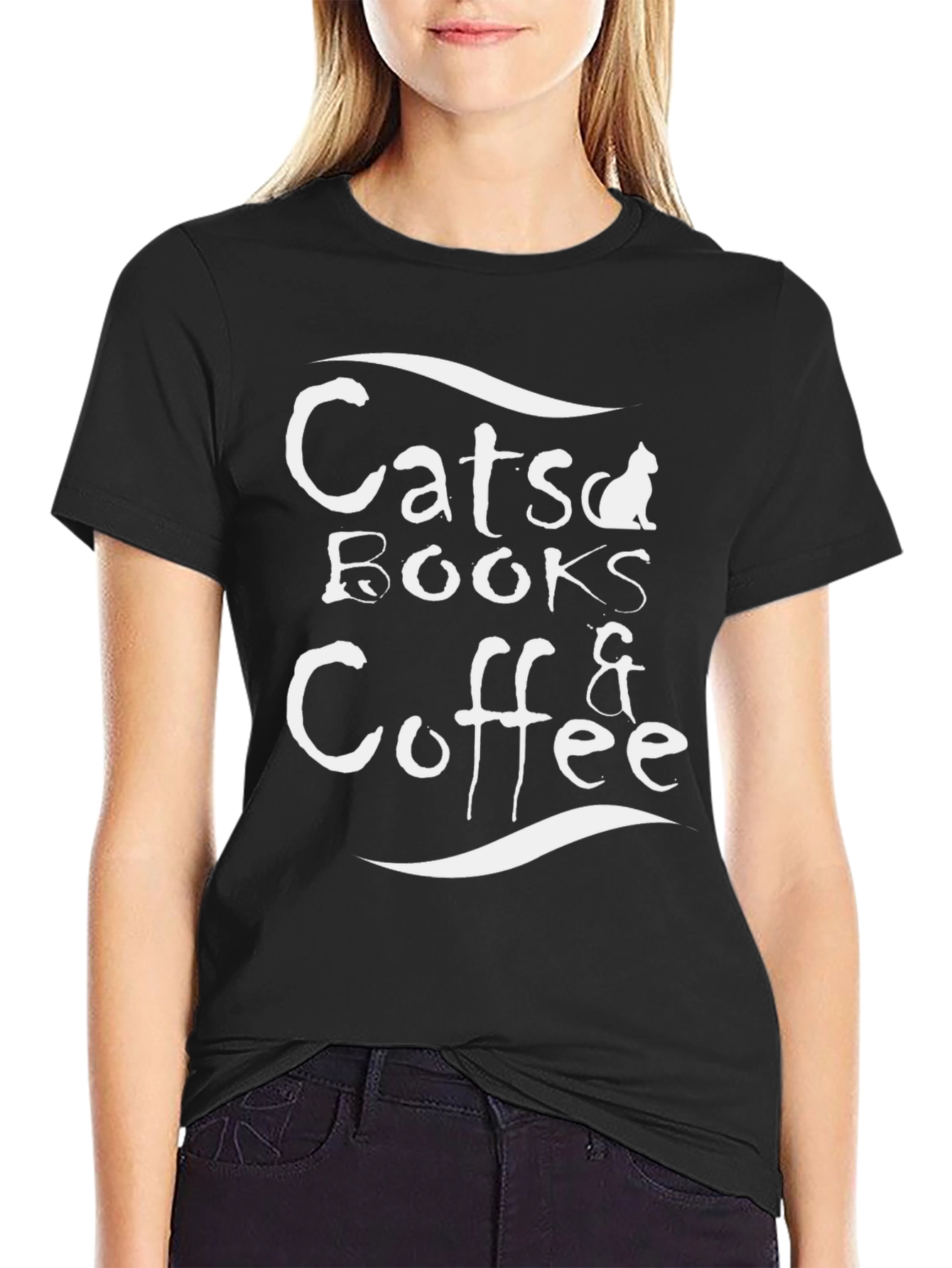 Cats Books & Coffee Graphic T-Shirt