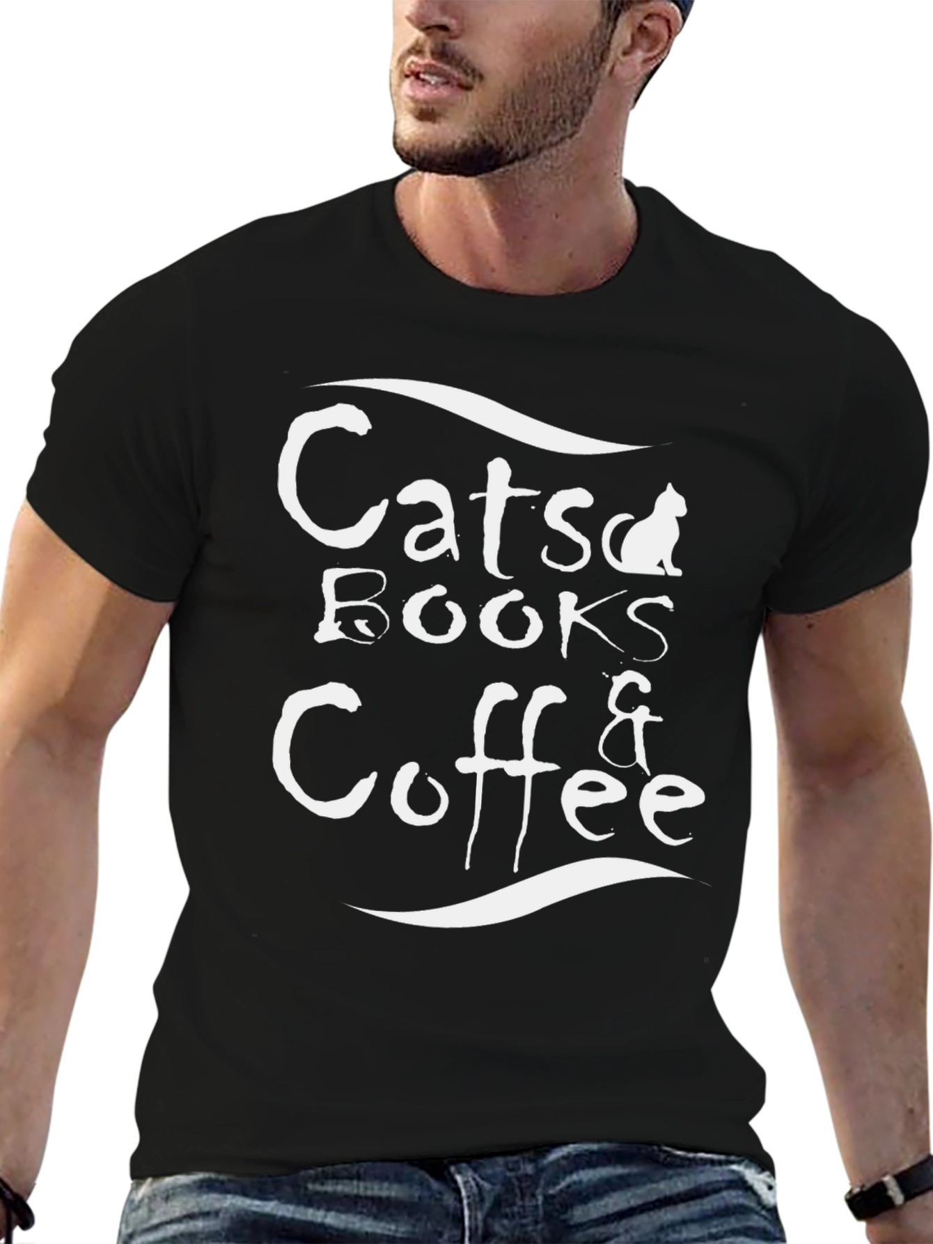 Cats Books & Coffee Graphic T-Shirt