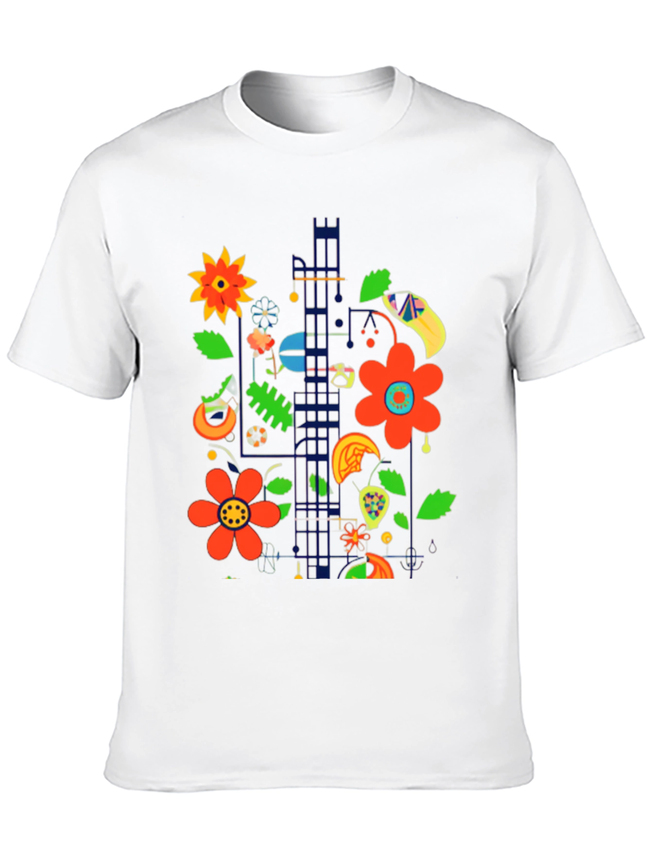 Floral Pop Art Graphic Print Black T-Shirt