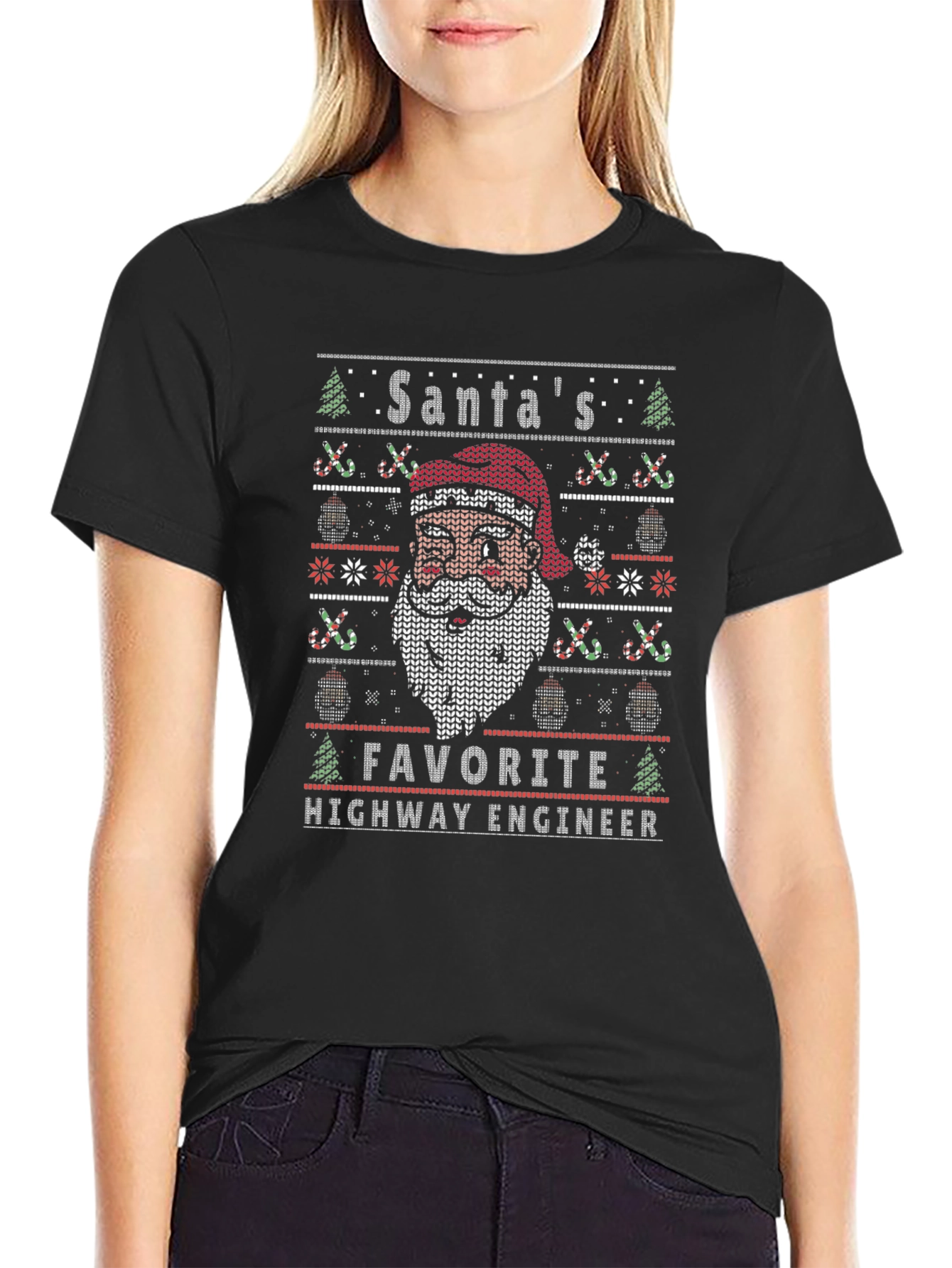 Santas Favorite Highway Engineer Christmas T-Shirt