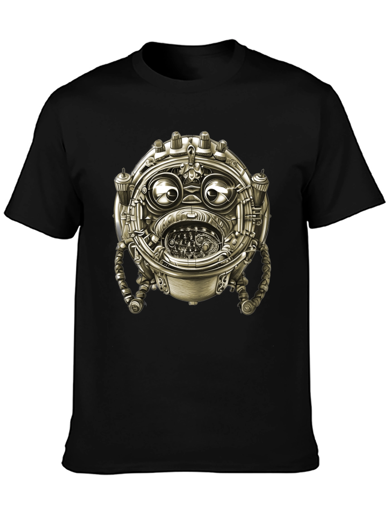 Steampunk Robot Graphic Tee - Unique Black T-Shirt